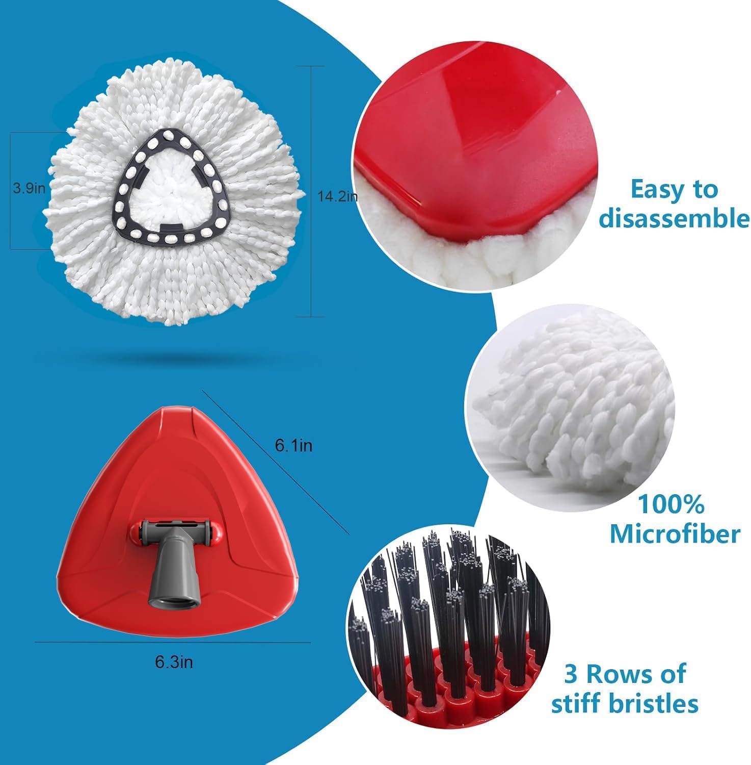 4 Pack Spin Mop Replacement Head Compatible with O Cedar EasyWring 1 Tank Microfiber
