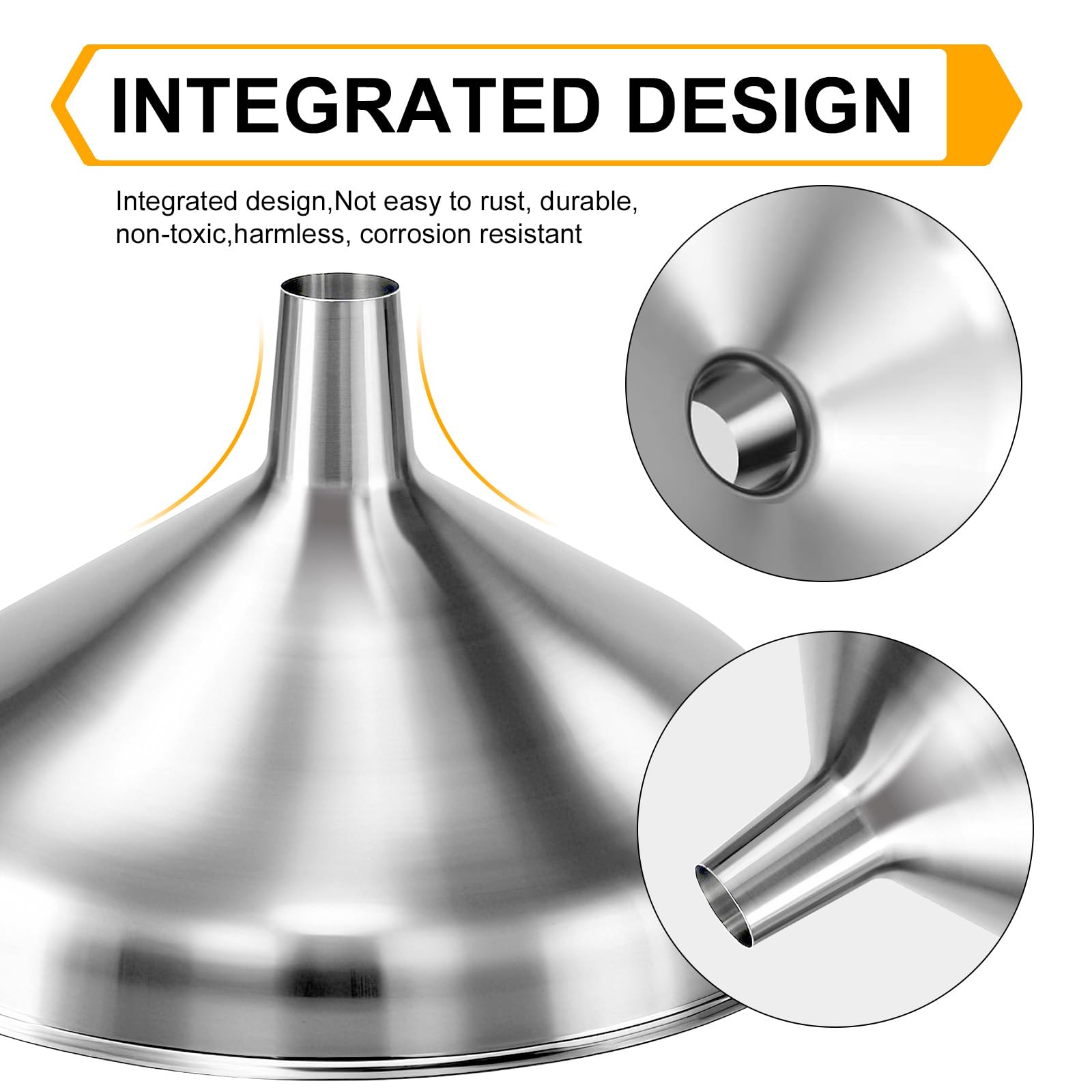 2 Pack Stainless Steel Kitchen Funnel Set for Filling Bottles