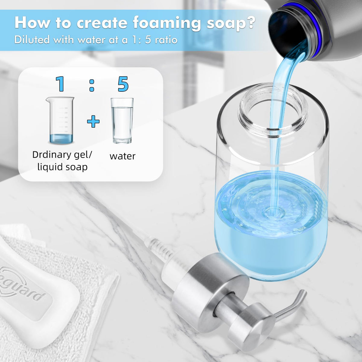 Thick Glass Soap Dispenser with Rust Proof Stainless Steel Pump