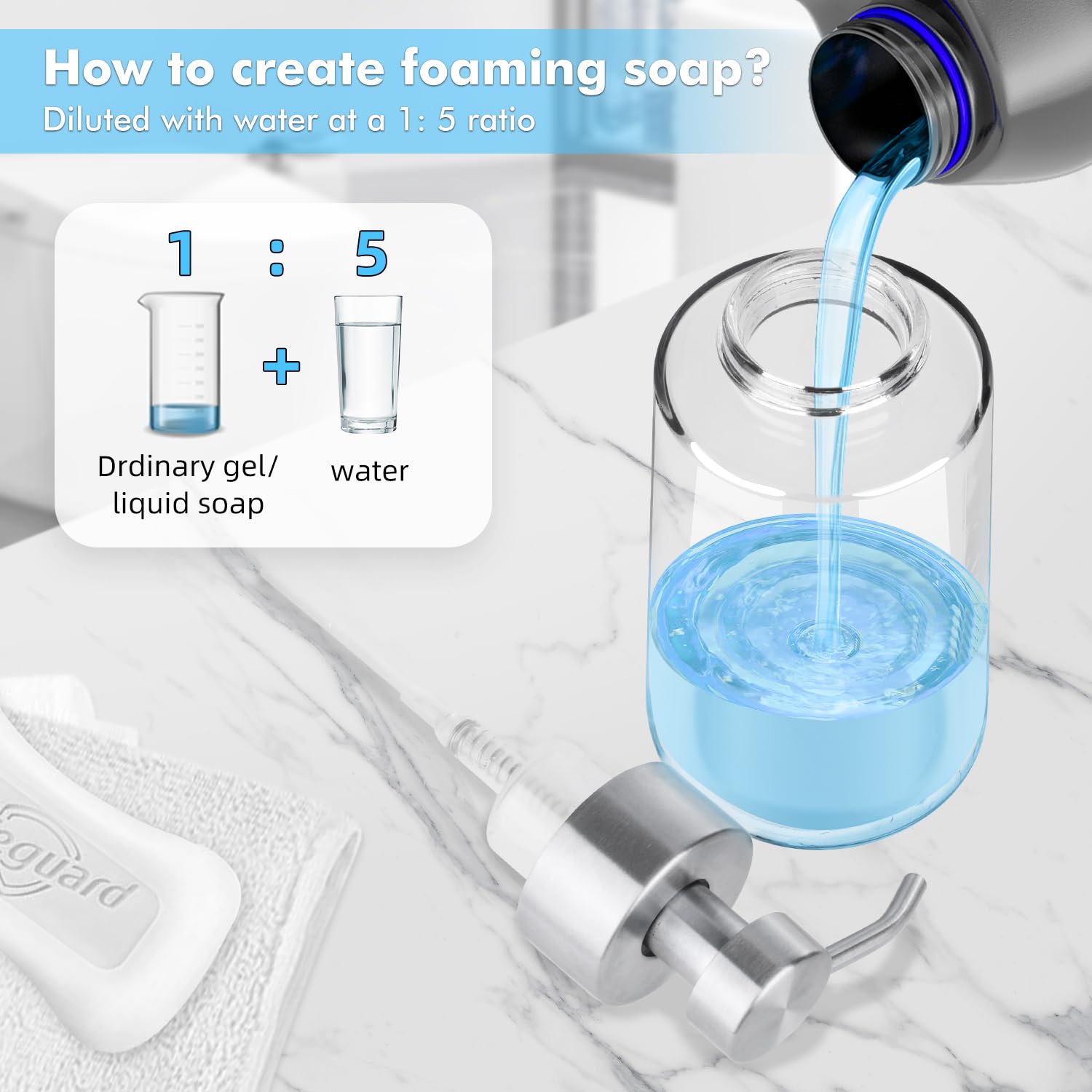 Thick Glass Soap Dispenser with Rust Proof Stainless Steel Pump