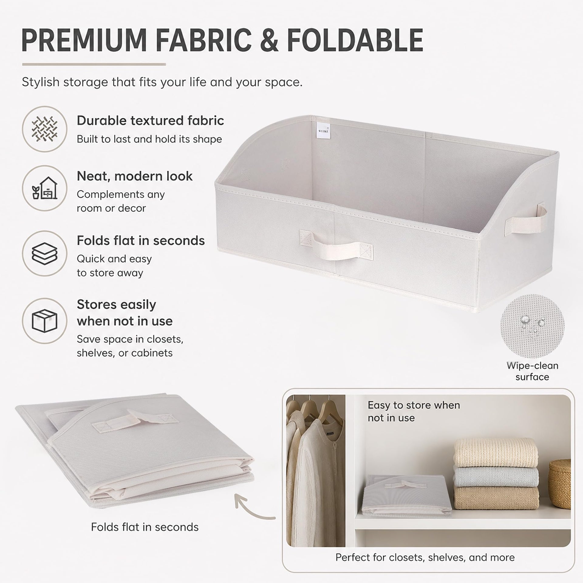 Trapezoid Closet Storage Bins with Handles (3 Count)