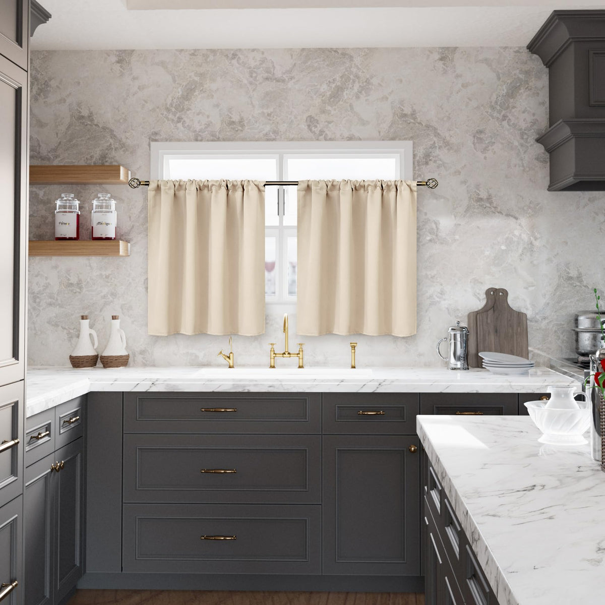Blackout Curtains 30 Inches Length for Kitchen Window (2 Count)