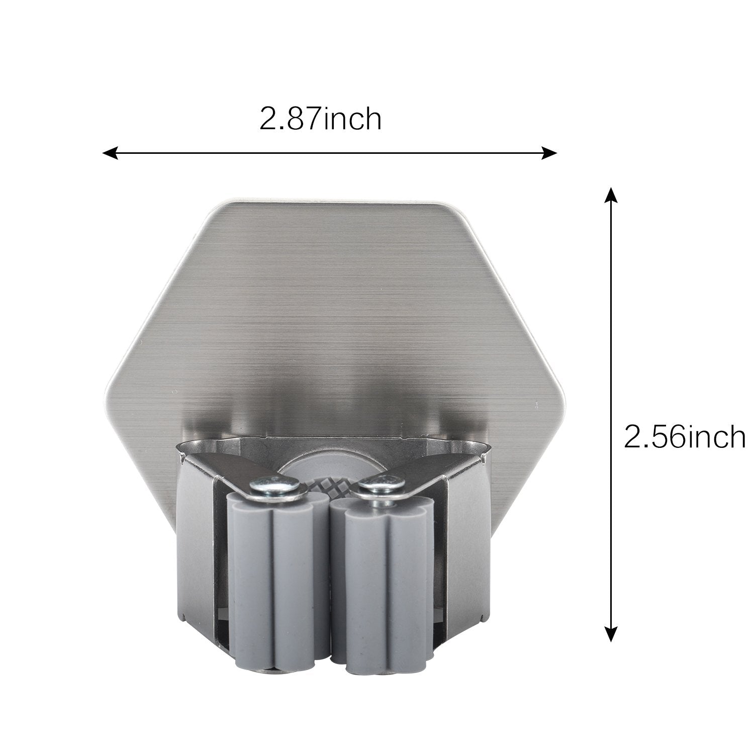 Mop and Broom Organizer Garage Tool Storage Rack Stainless Steel Broom Gripper Mop Holder with 3M Self Adhesive (3 Count)