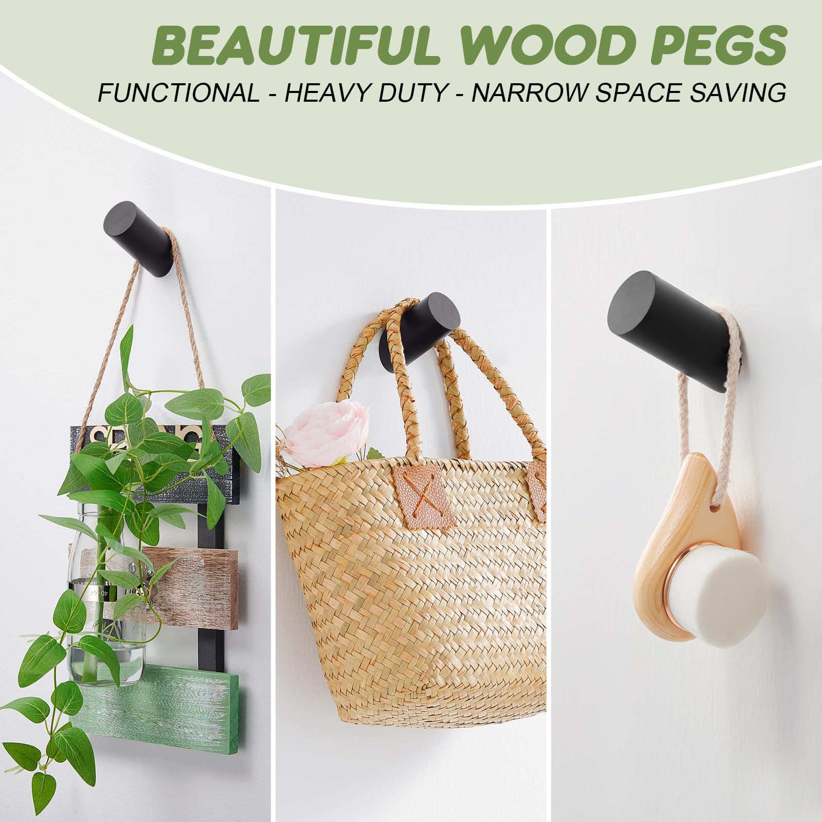 Wood Wall Hooks (4 Count)