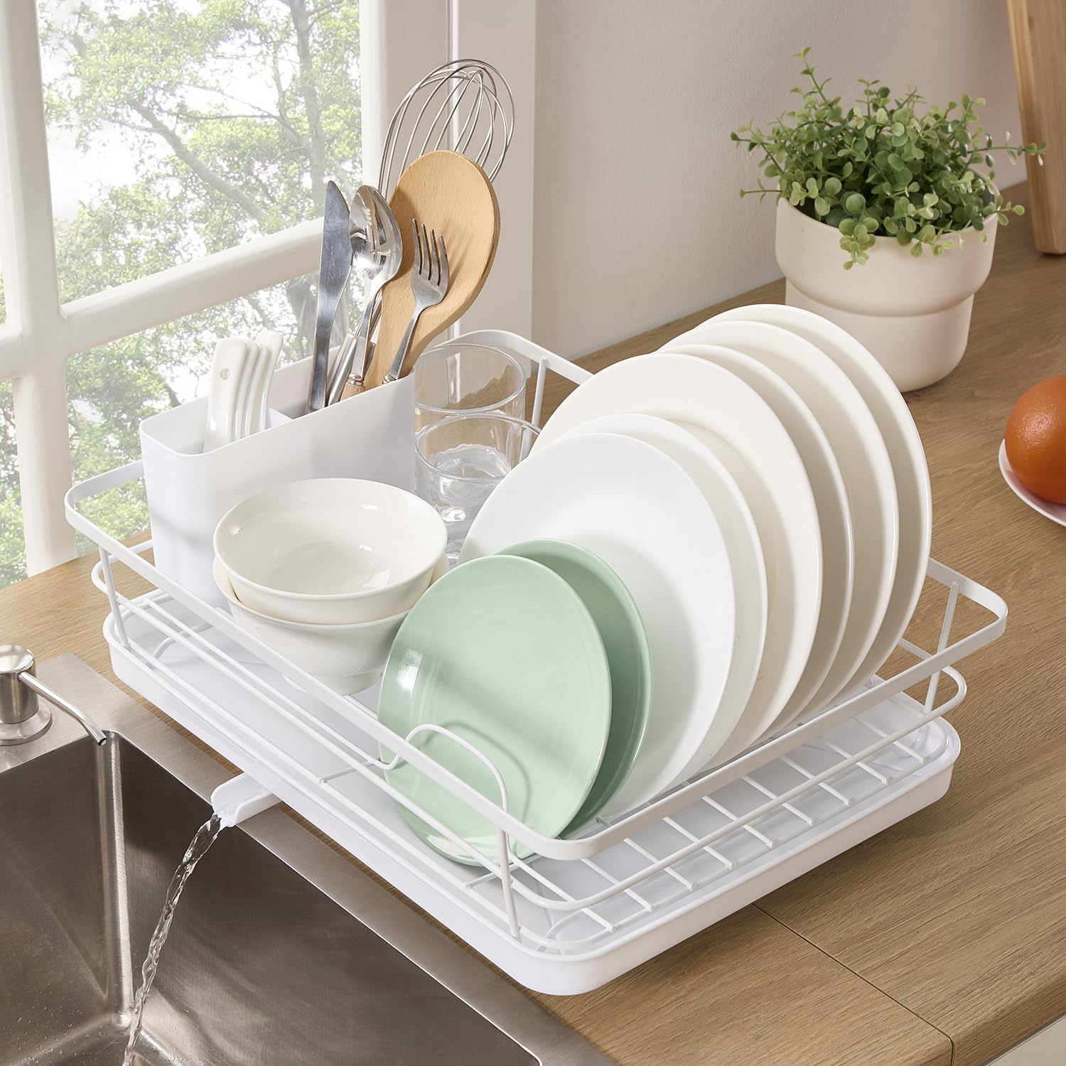 Dish Drying Rack 3 Piece Dish Drainer with Drainboard Set for Kitchen Counter
