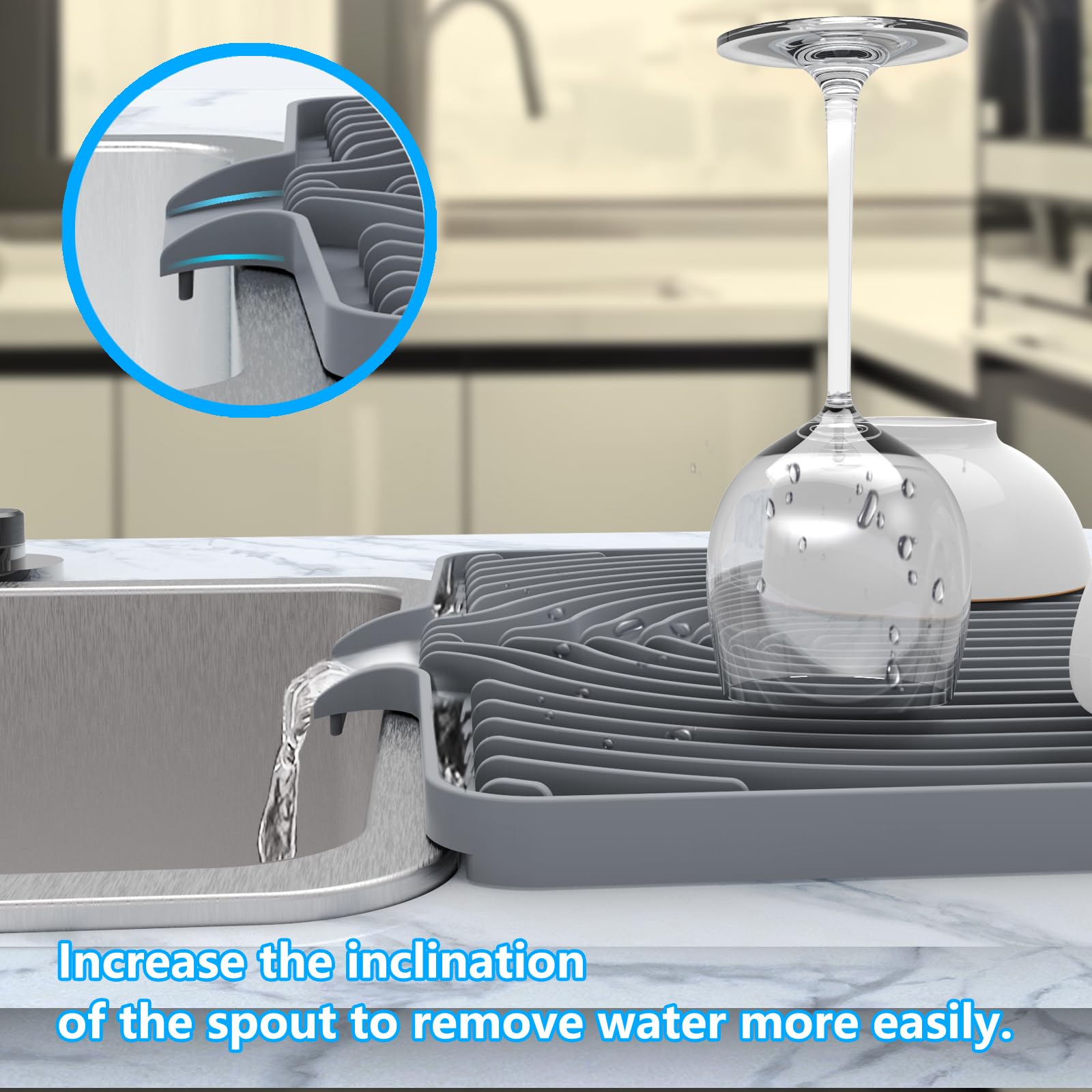 Dish Drying Mat for sink with a bulged edge