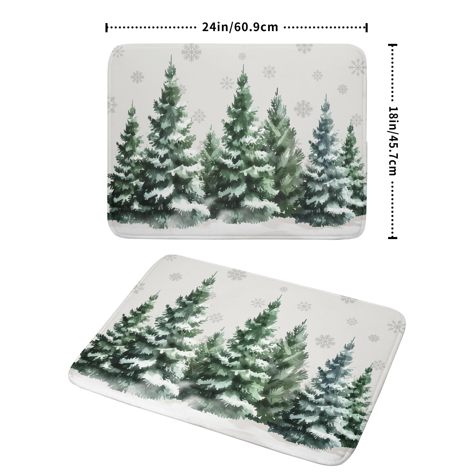 Winter Pine Tree Dish Drying Mat for Kitchen Counter 18x24 Inch Winter Decorative Dishes Mats Winter Absorbent Reversible Kitchen Drainer Pad Christmas Decorations Fast Dry Tableware Dishes Pad