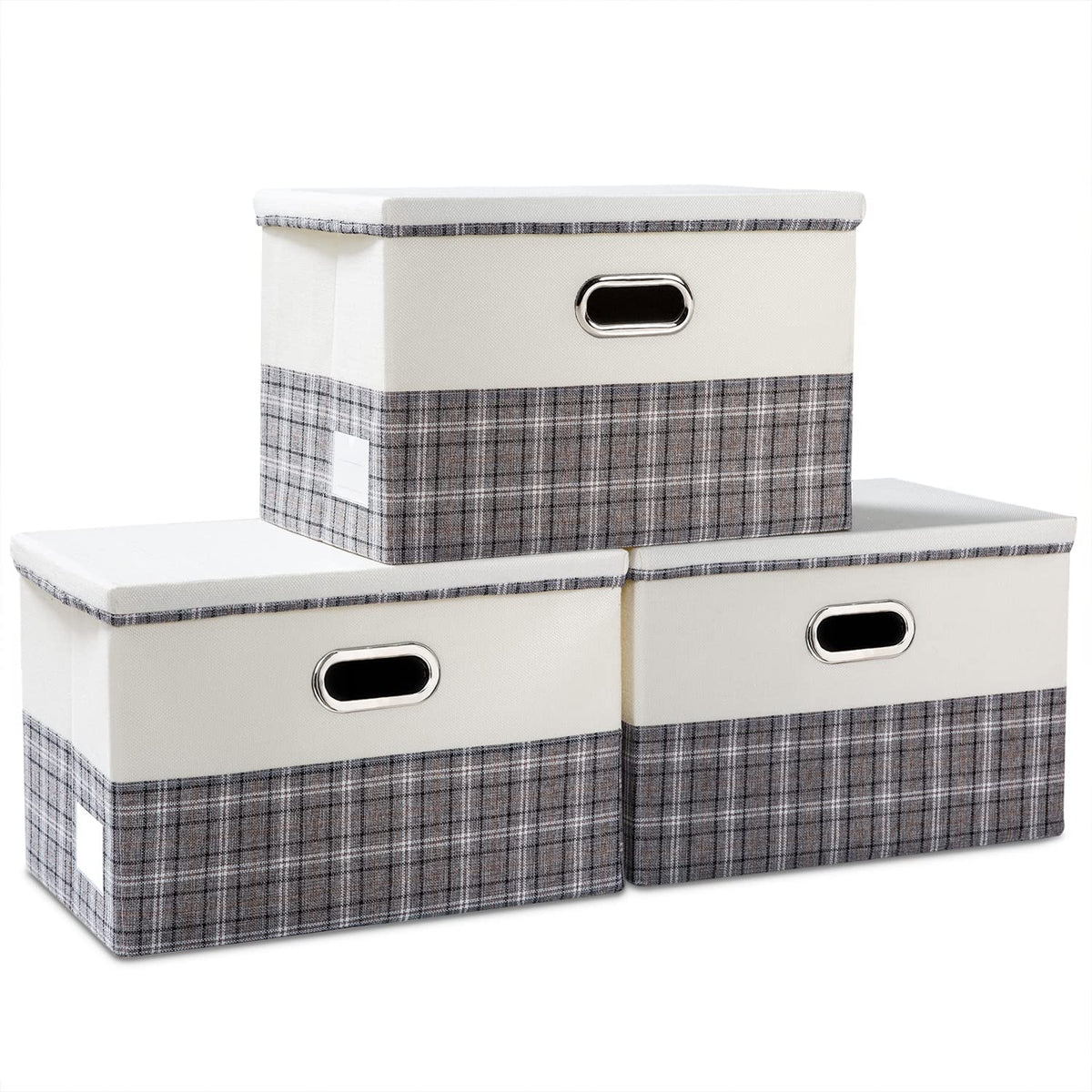 Large Collapsible Storage Bins with Lids [3 (3 Count)