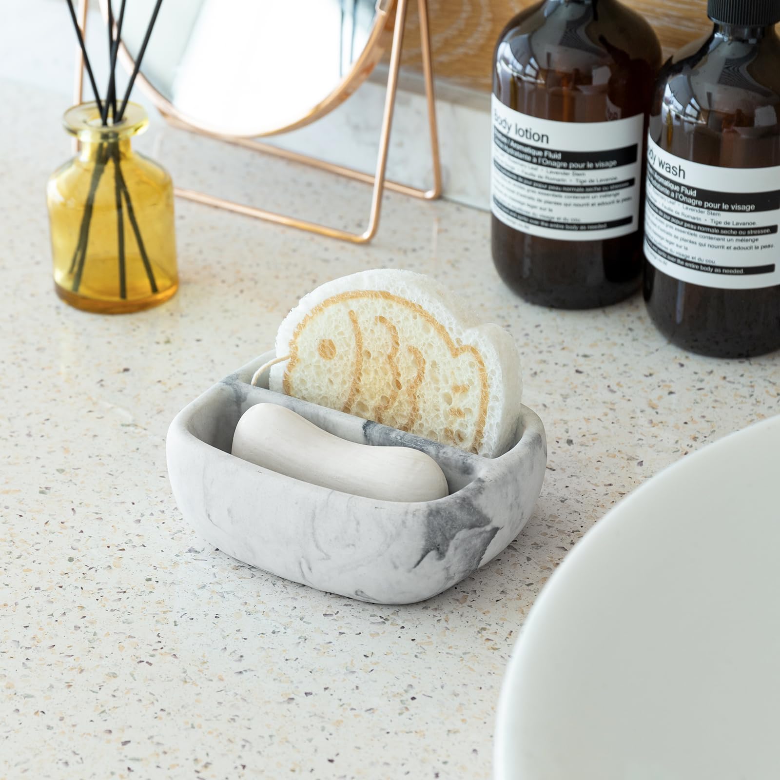 Modern White Resin Sponge Holder for Kitchen Sink