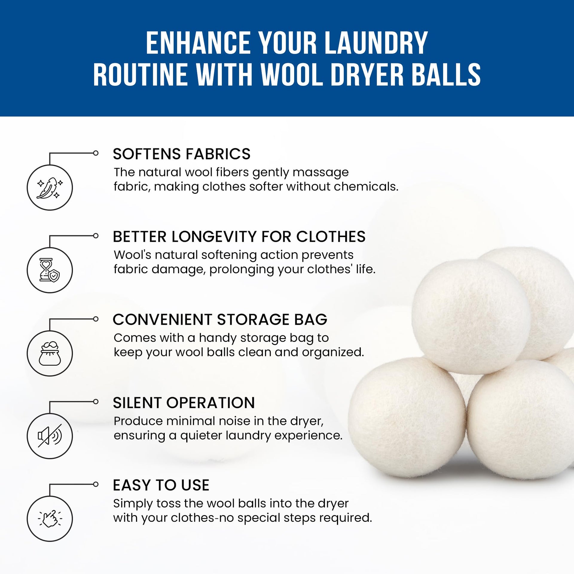 Quality Wool Dryer Balls (6 Count)