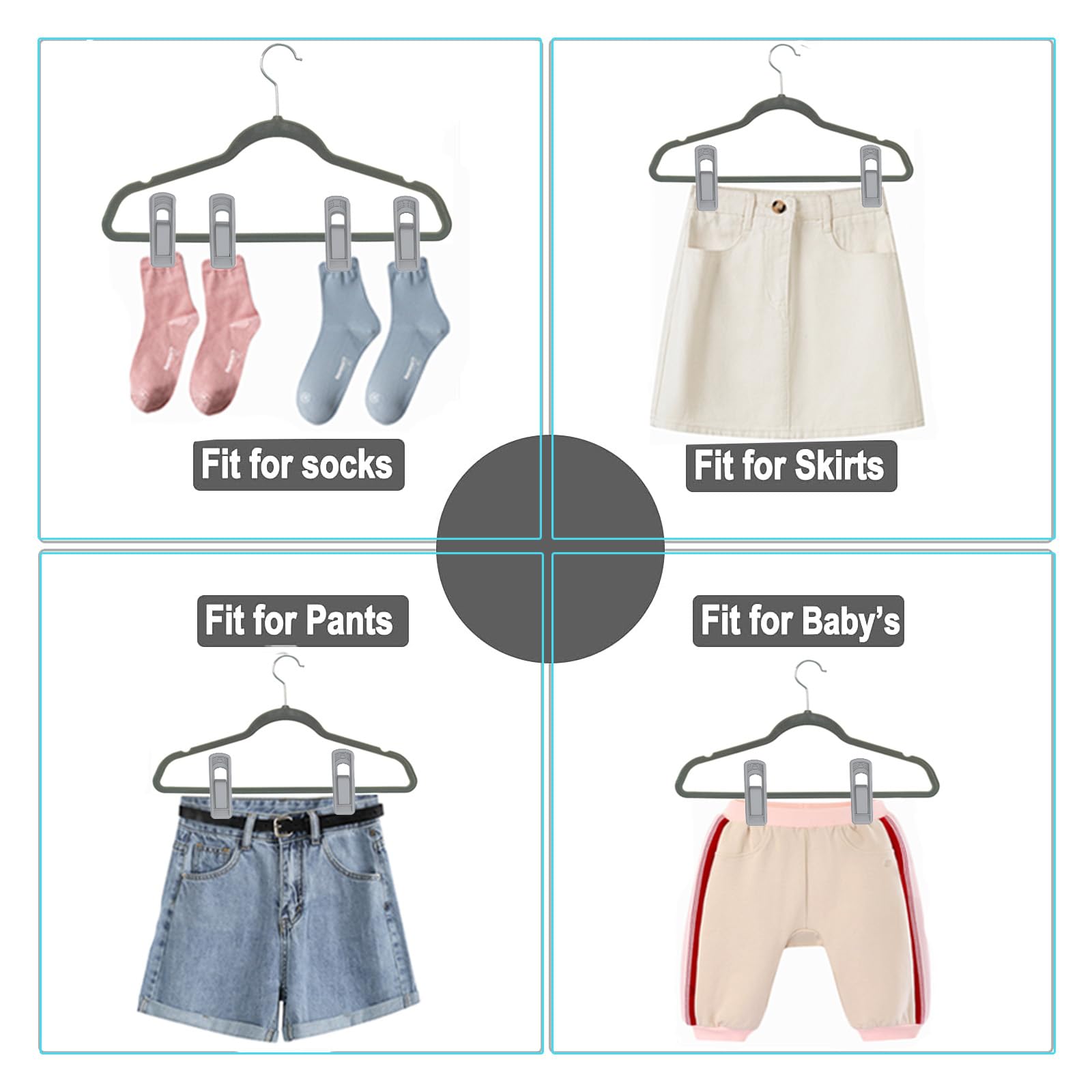 Hanger Clips Perfect for Velvet Hangers (20 Count)