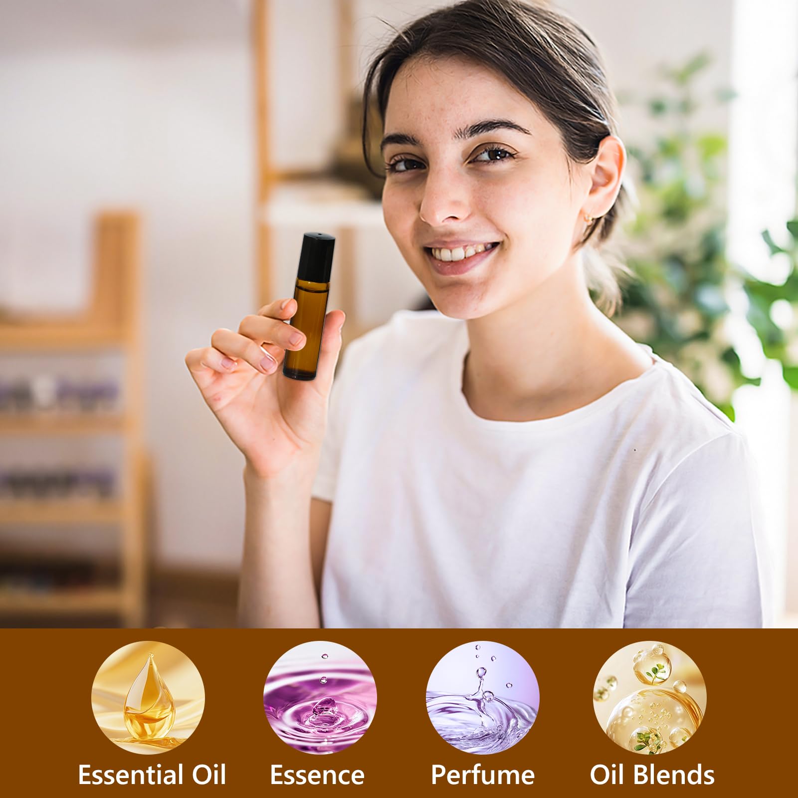 10ml Amber Glass Roller Rottles for Essential Oils (54 Count)