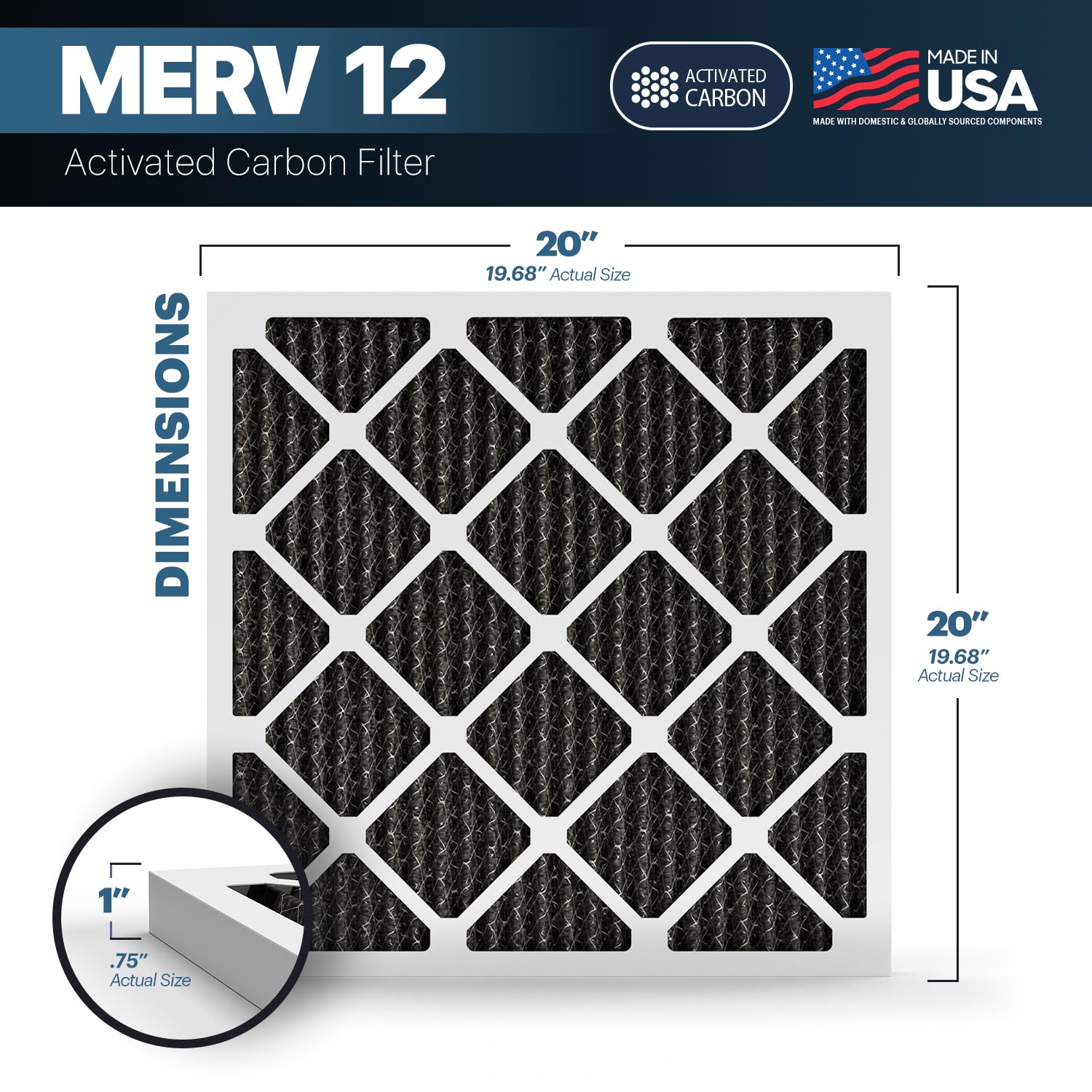 TruFilter 20x20x1 MERV 12 Odor Defense (6 Count)