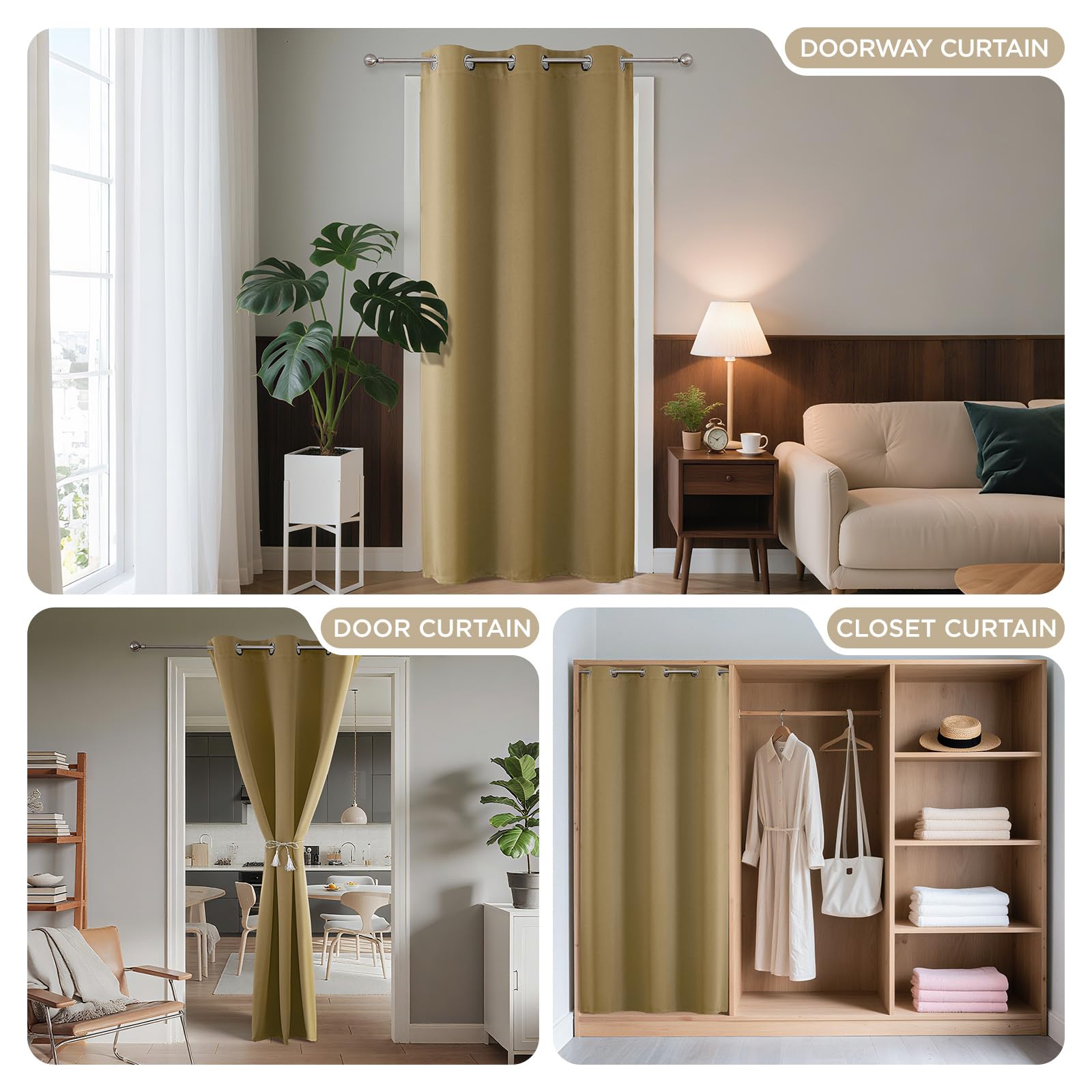 Door Curtain Blackout Curtains for Doorway Privacy Closet Drapes