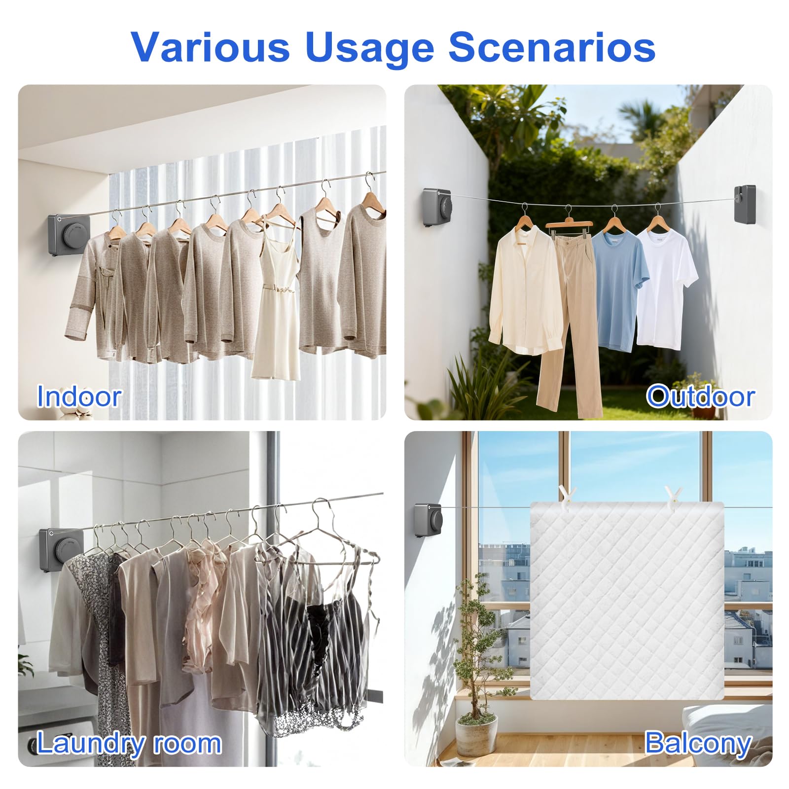 15.7Ft Retractable Clothesline Indoor Outdoor is Also an Anti (15.7 Foot)