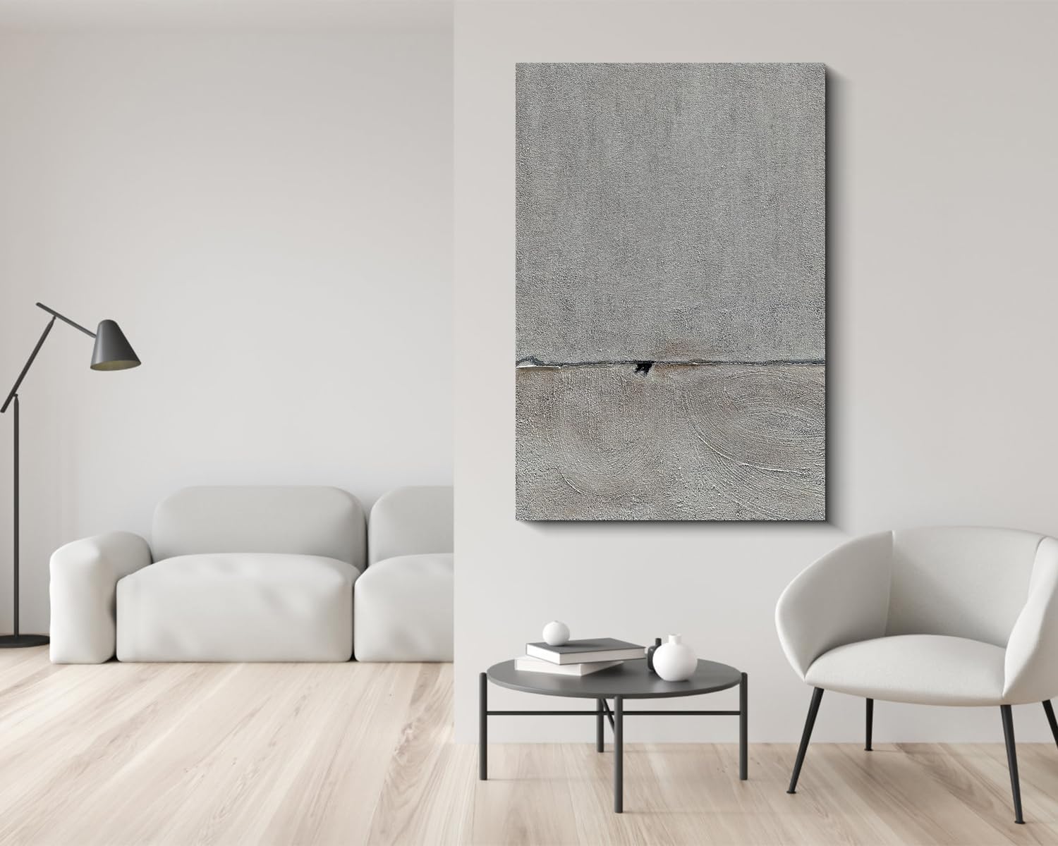 Hand painted Minimalist Black and White art canvas Abstract Oil painting 36x24 inch wall decorative art