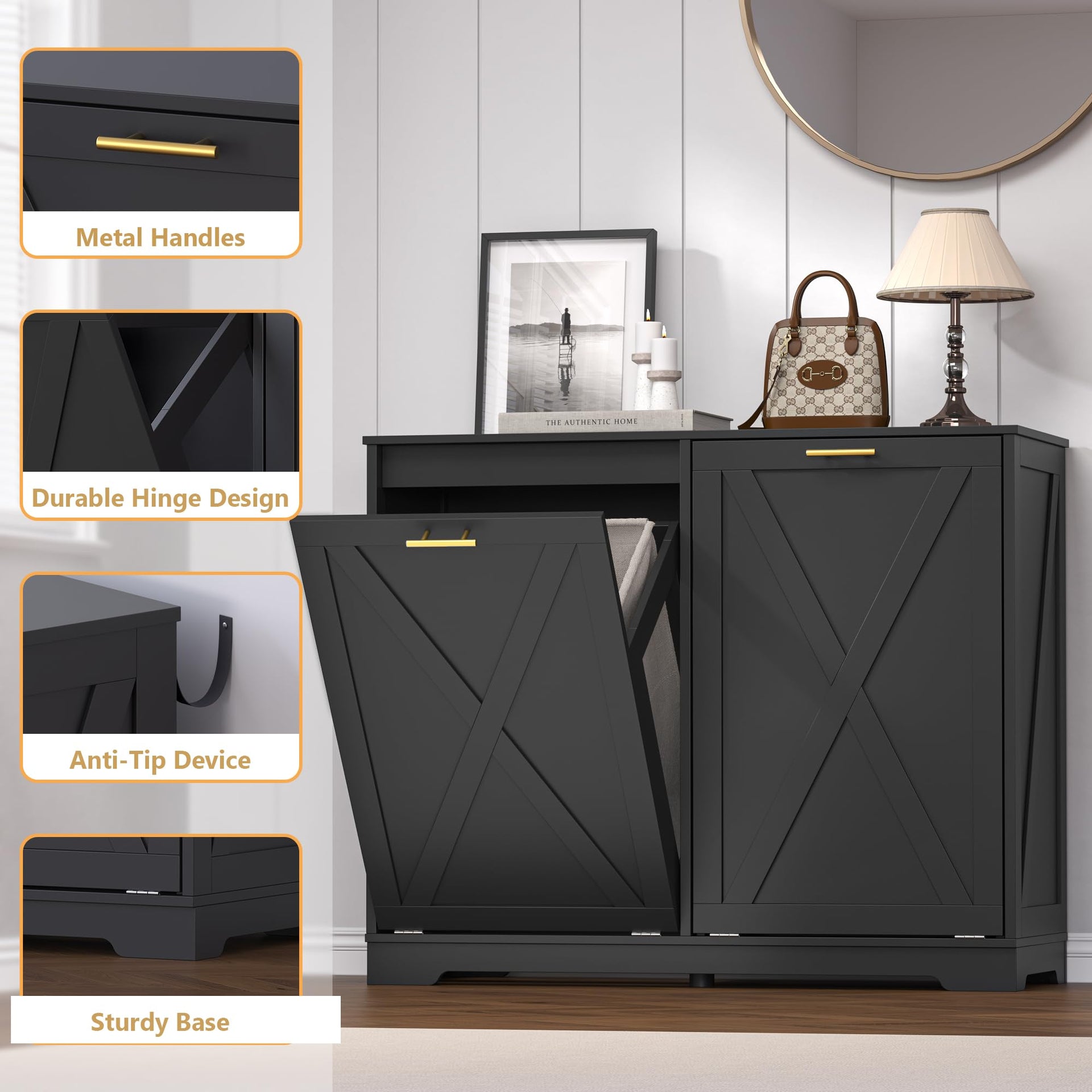 Tilt Out Trash Can Cabinet for 2 Bins