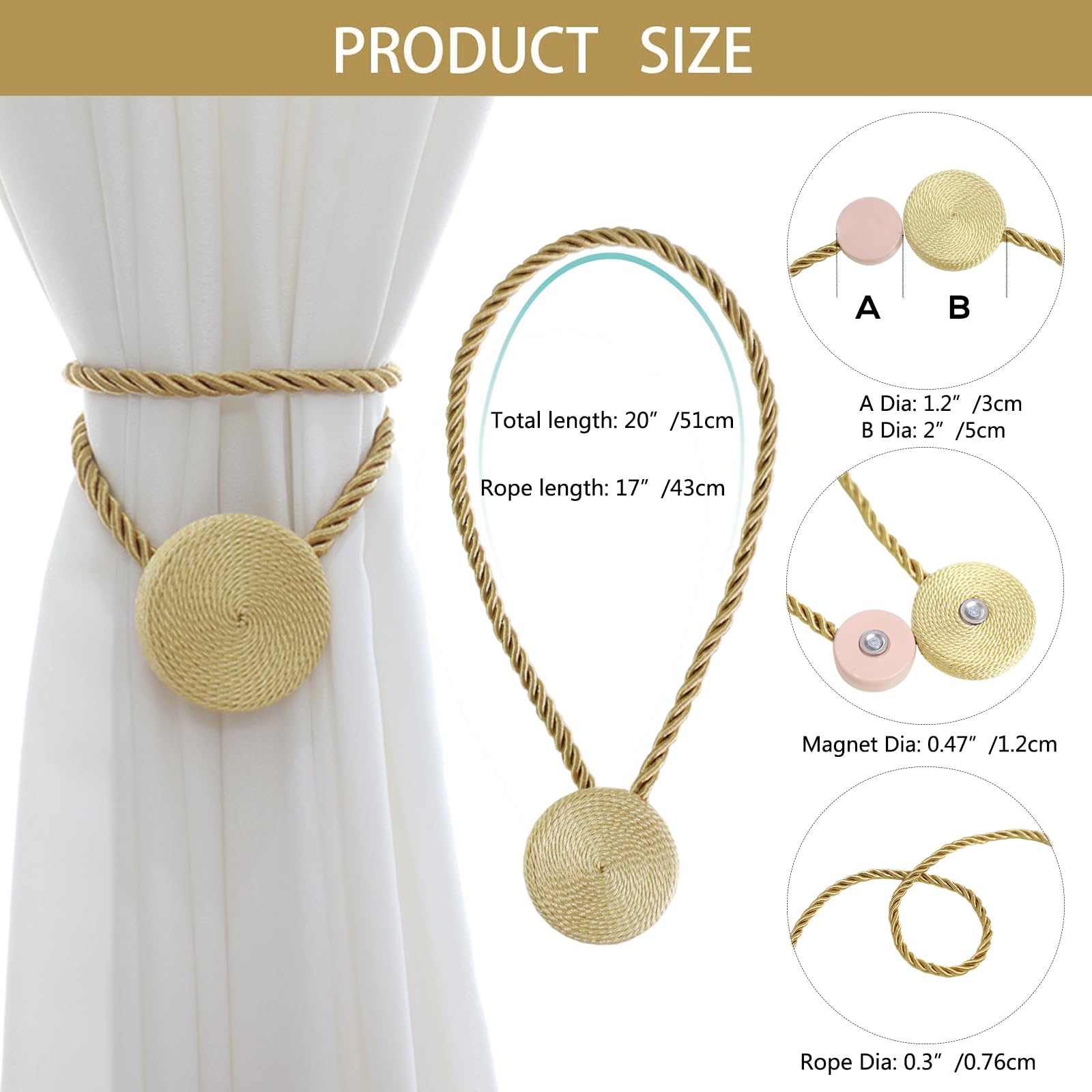 Magnetic Curtain Tiebacks (2 Count)