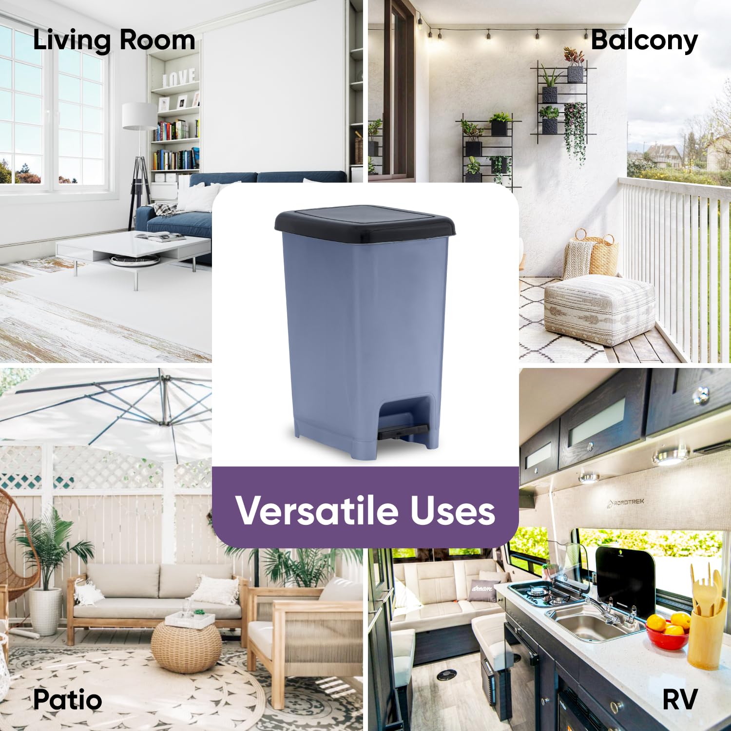 Slim Trash Can with Foot Pedal (2 Count)