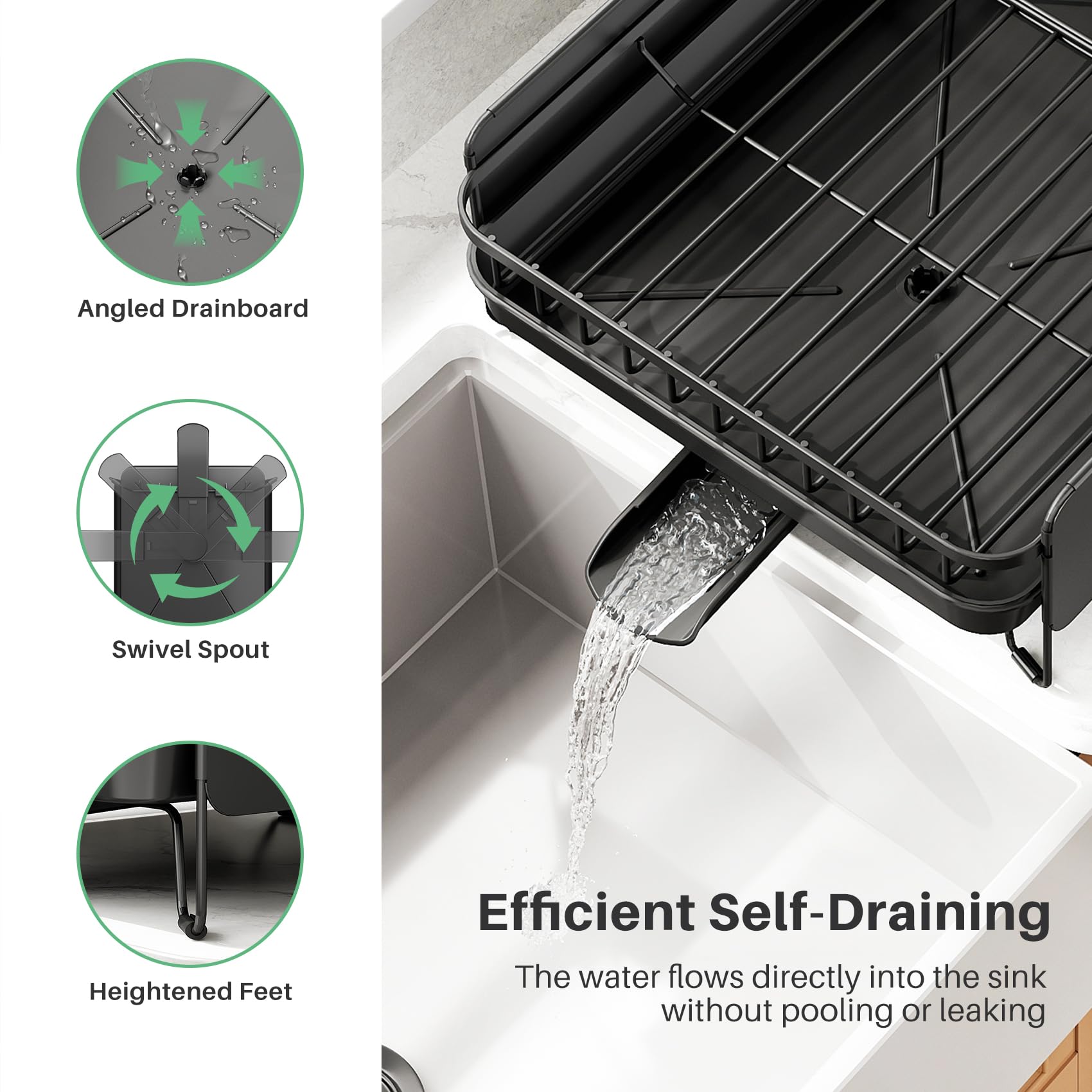 Large Expandable Dish Drying Rack for Kitchen Counter