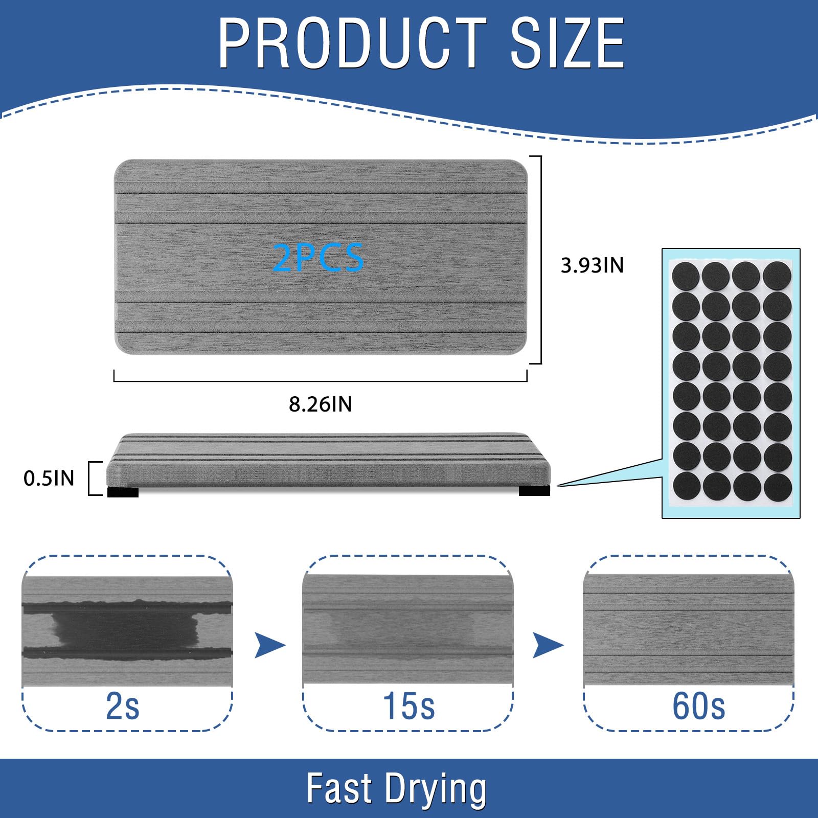 2PCS Water Absorbing Stone Tray (2 Count)