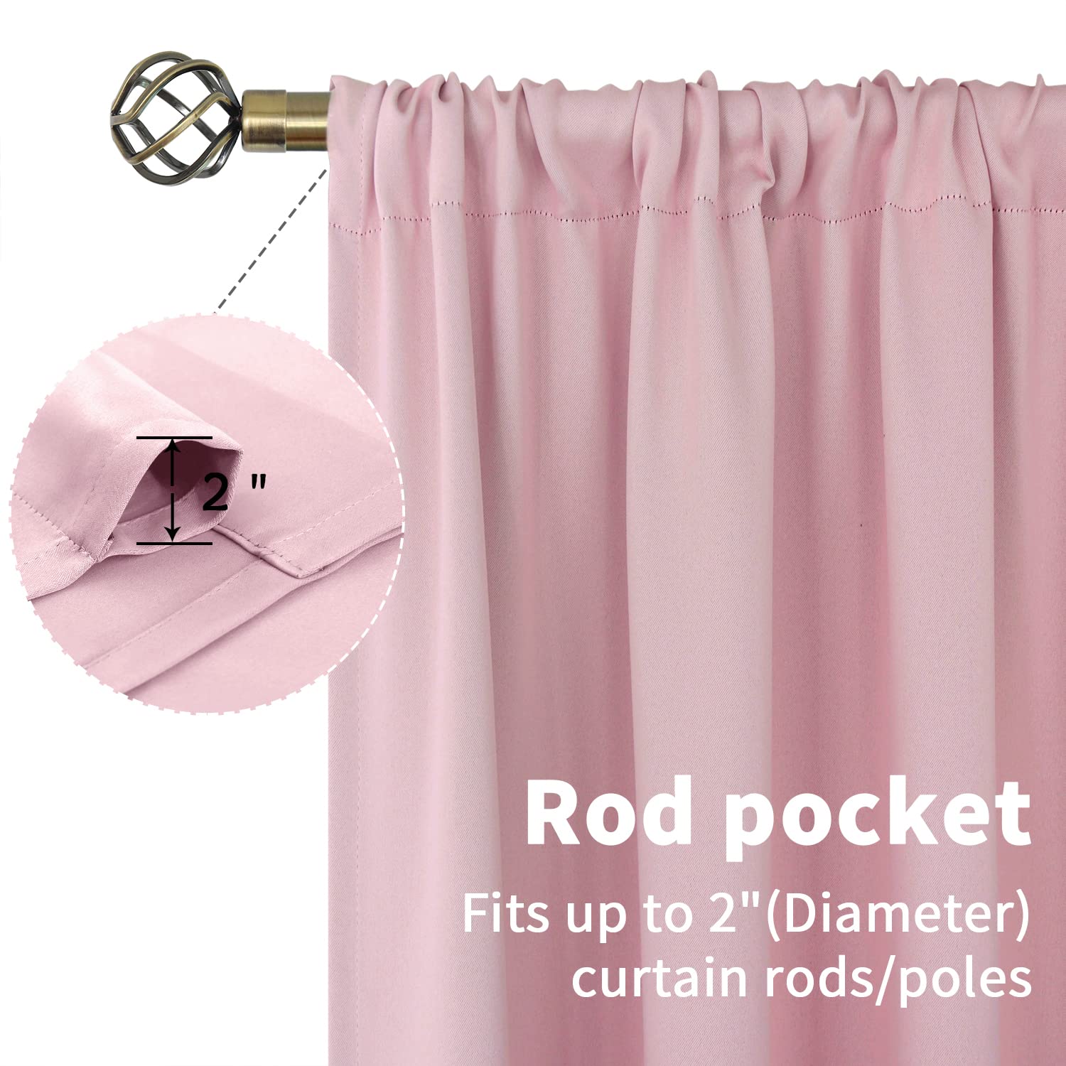 Light Pink Curtains 36 Inch Length (2 Count)