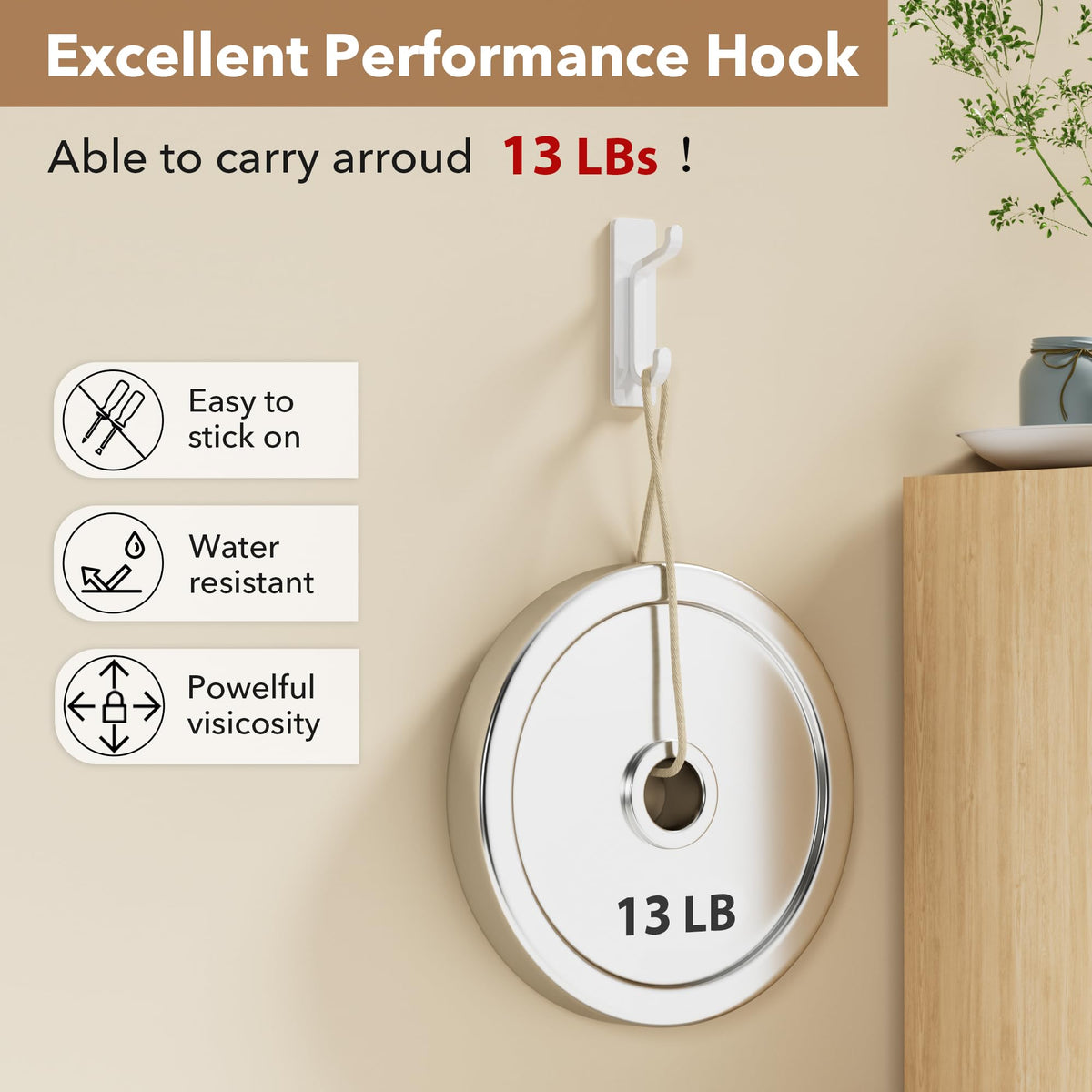 Wall Hooks for Coat and Towel (4 Count)