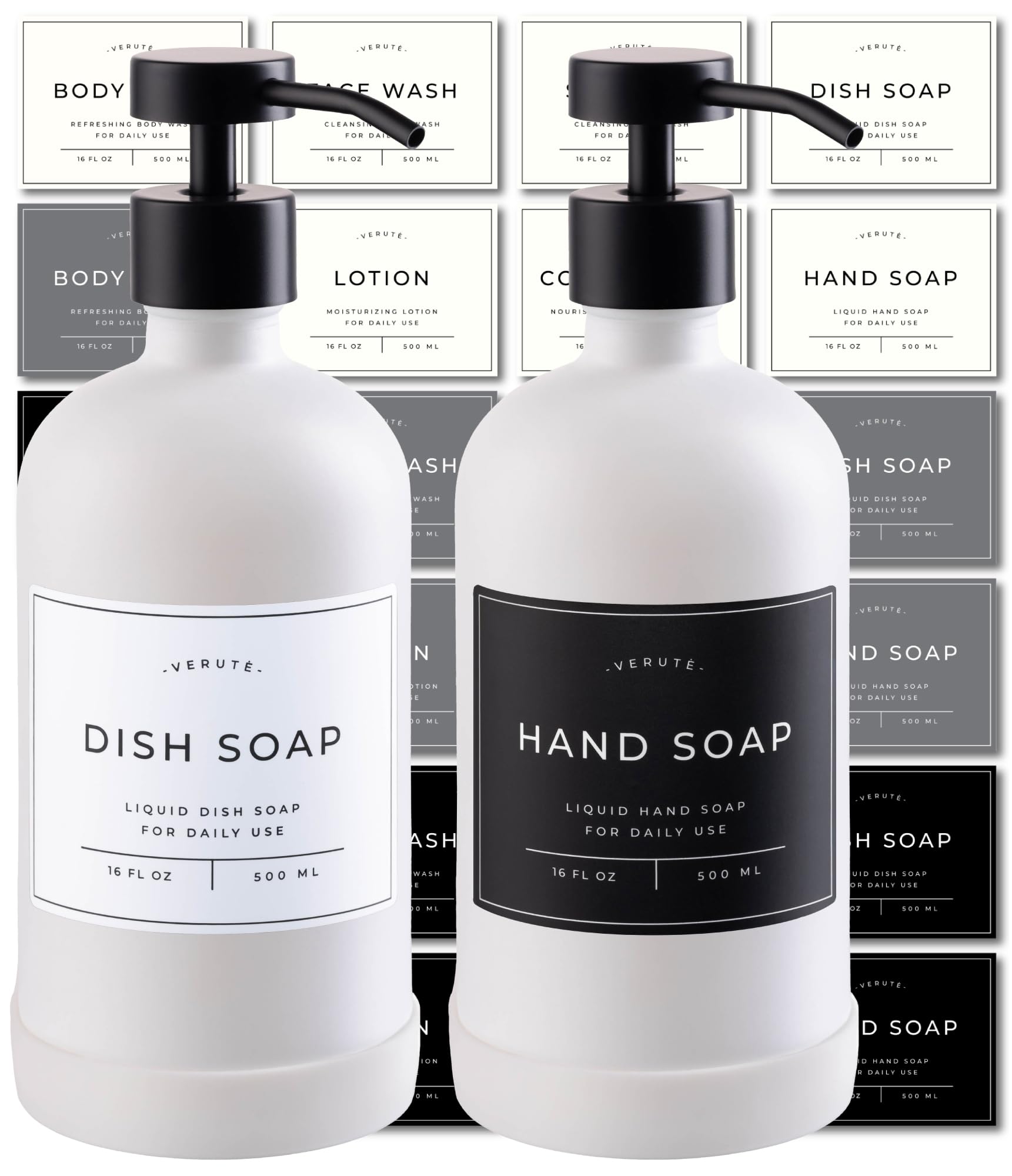 Hand and Dish Soap Dispenser for Kitchen and Bathroom (2 Count)