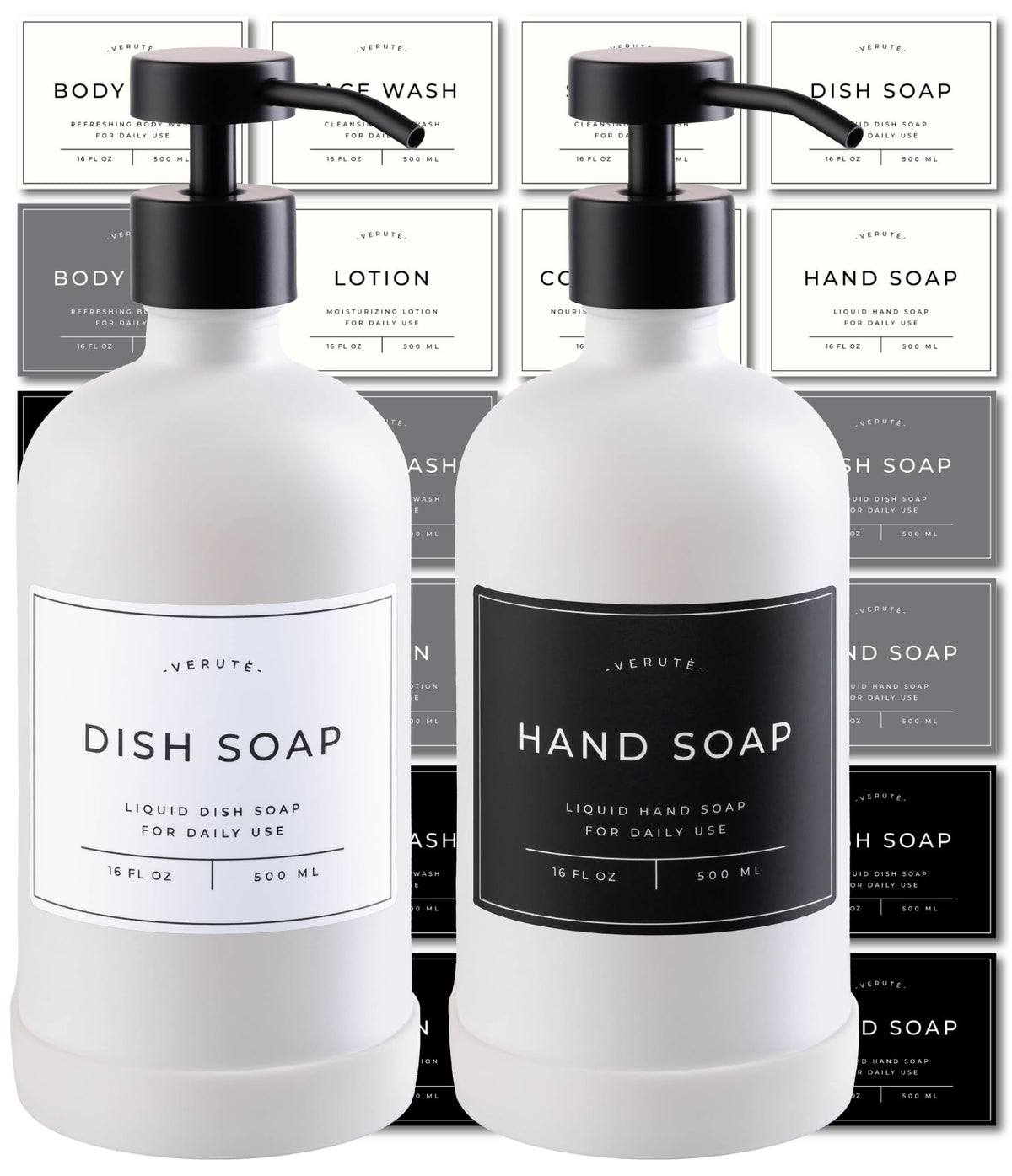 Hand and Dish Soap Dispenser for Kitchen and Bathroom (2 Count)