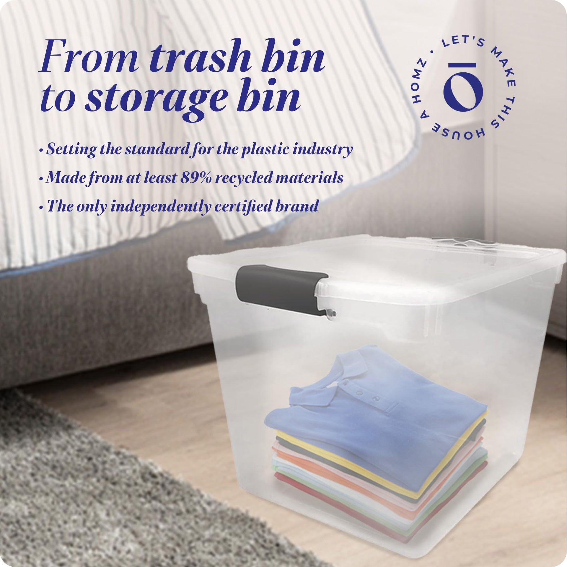 Clear Plastic Storage Bins with Latching Lids (4 Count)