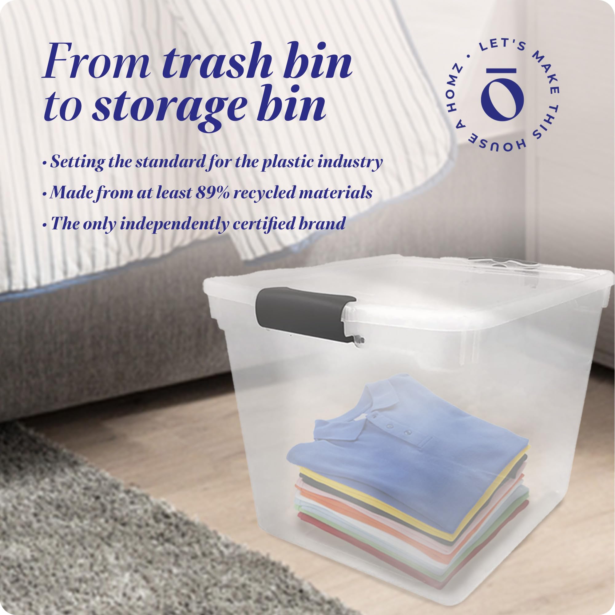 Clear Plastic Storage Bins with Latching Lids (4 Count)