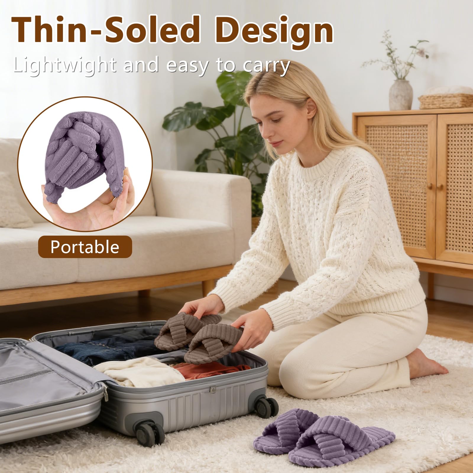 Women's Cozy Slippers Crossbands & Memory Foam