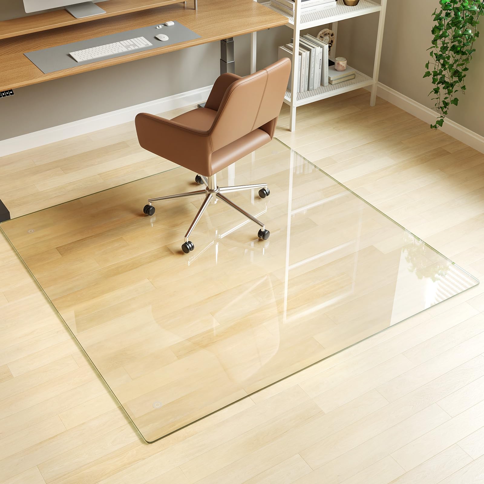 Tempered Glass] 48" x 48" Glass Office Chair Mat for Carpet