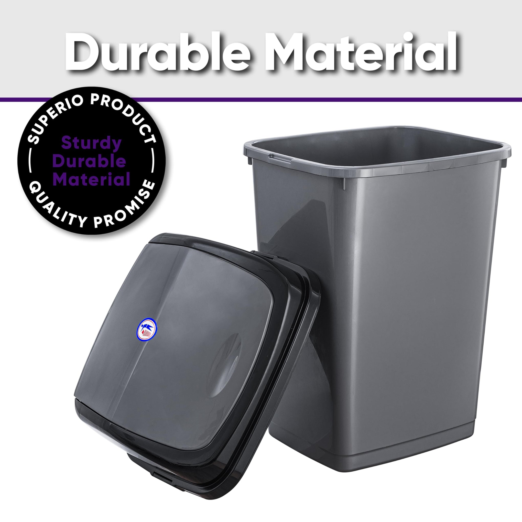 Kitchen Trash Can 13 Gallon with Swing Lid (2 Count)