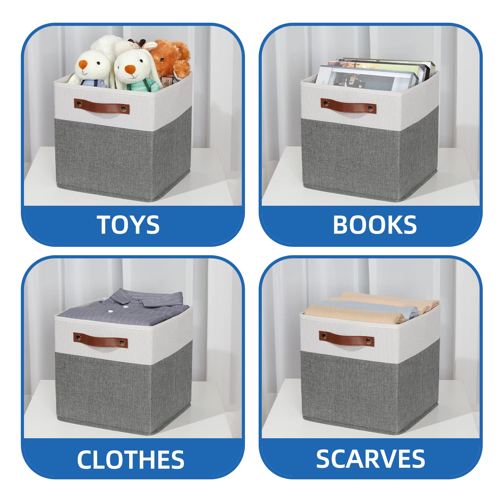 Cube Storage Bins 4 Pack Storage Cubes 11?11 Fabric Storage Bins Foldable Cube Storage Baskets with Handles