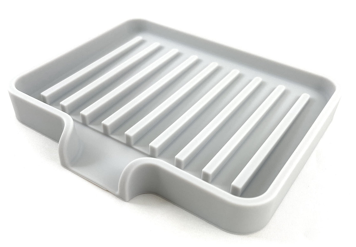 Silicone Soap Dish Tray and Sponge Holder with Drain Chute (2 Count)