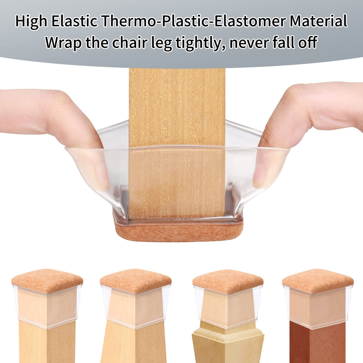 8 Pcs Extra Large Square Chair Leg Floor Protectors (8 Count)