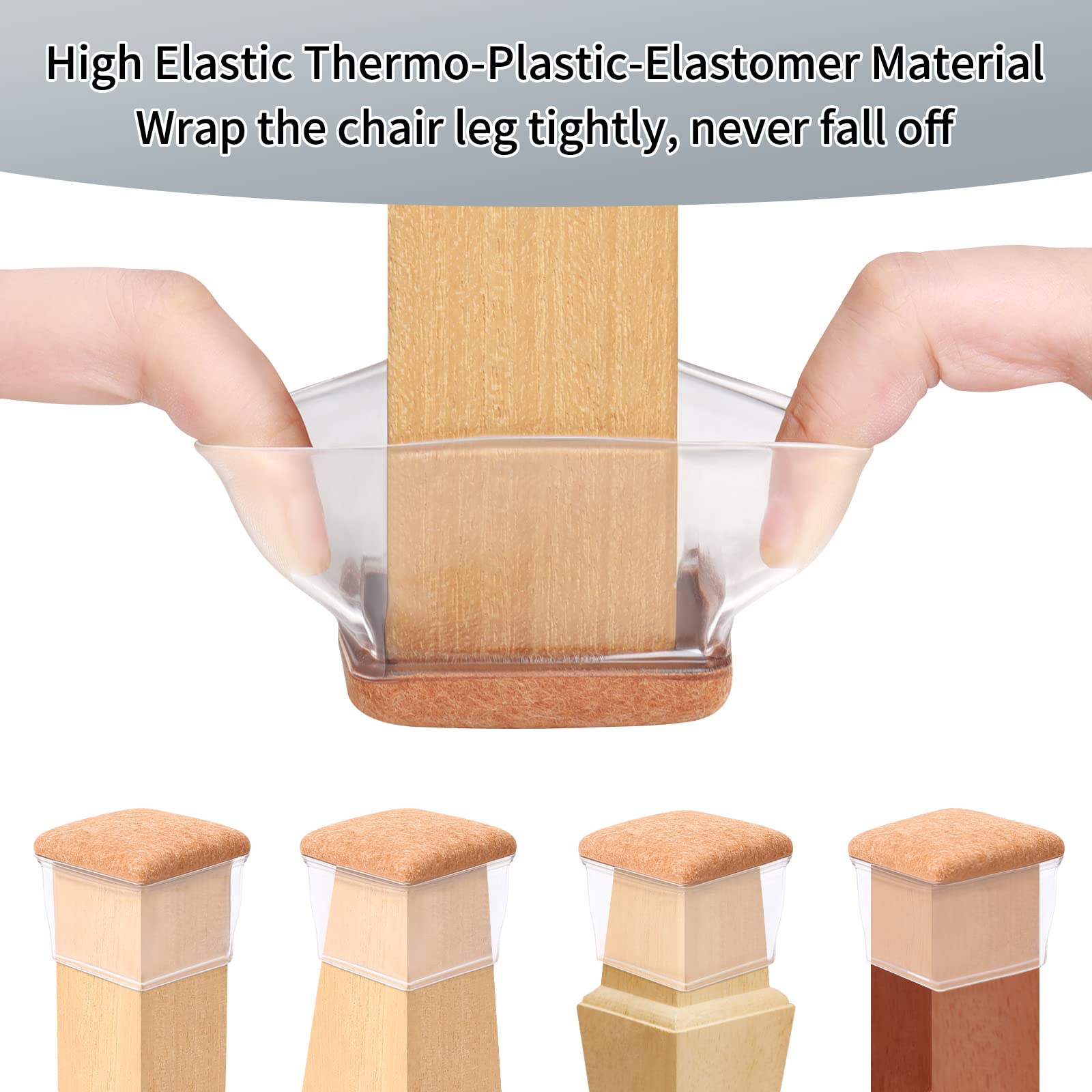 8 Pcs Extra Large Square Chair Leg Floor Protectors (8 Count)