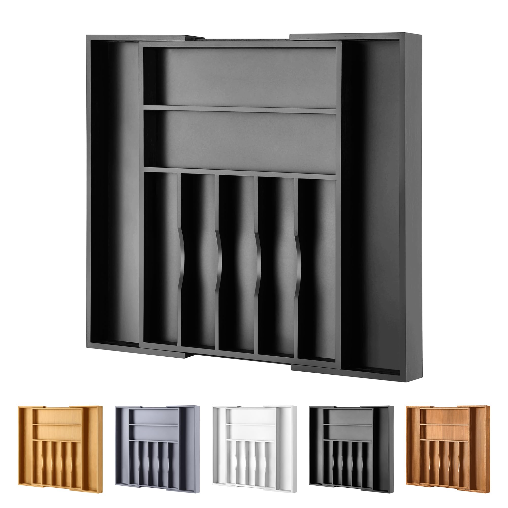 Large Premium Bamboo Silverware Organizer