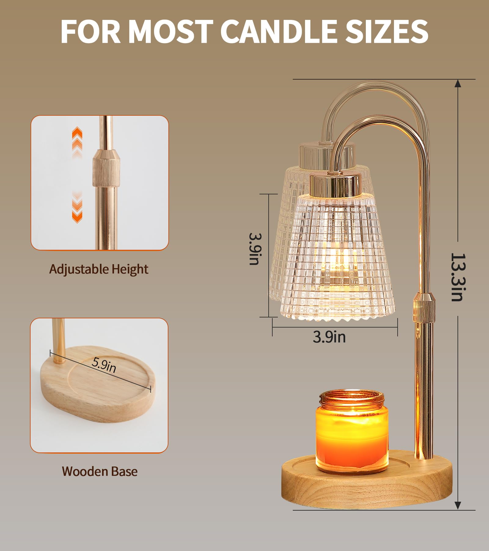 Gold Candle Warmer Lamp with Timer and Dimmer