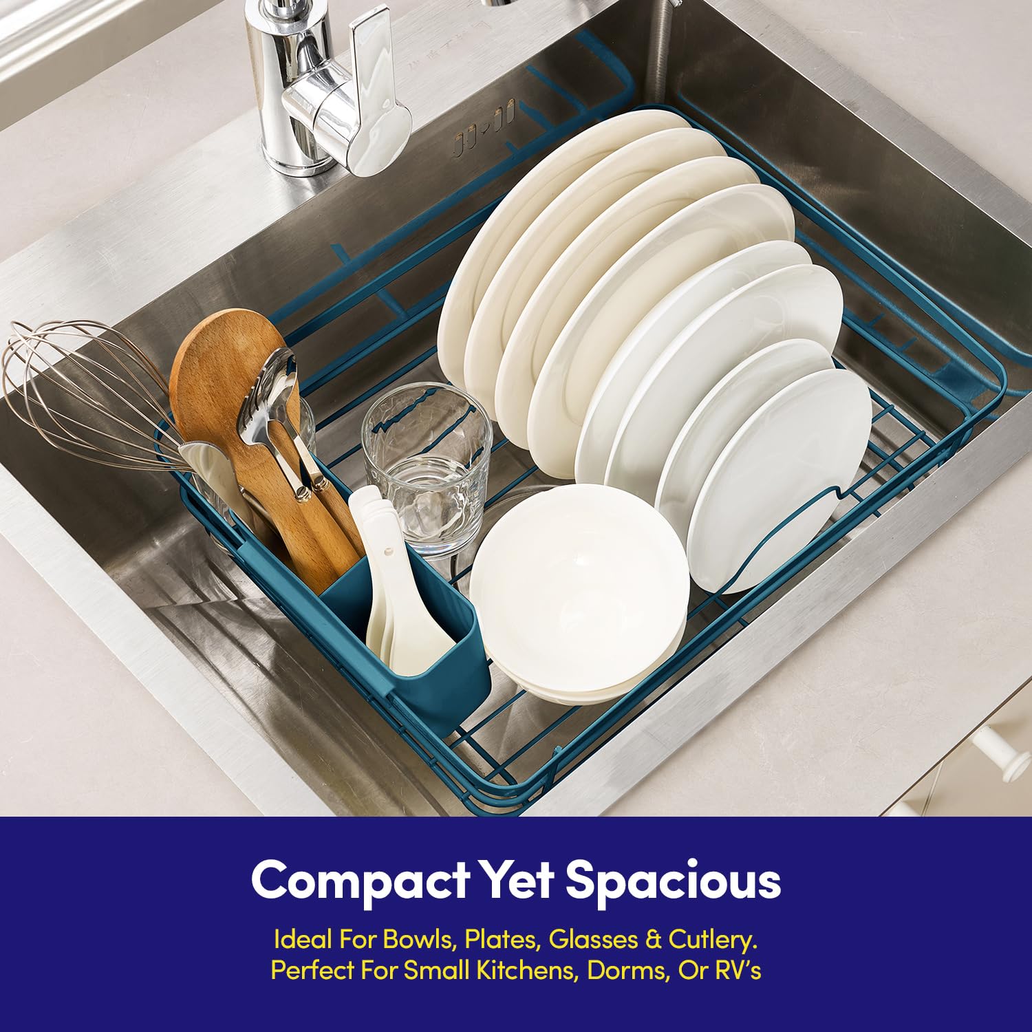 Dish Drying Rack 3 Piece Dish Drainer with Drainboard Set for Kitchen Counter