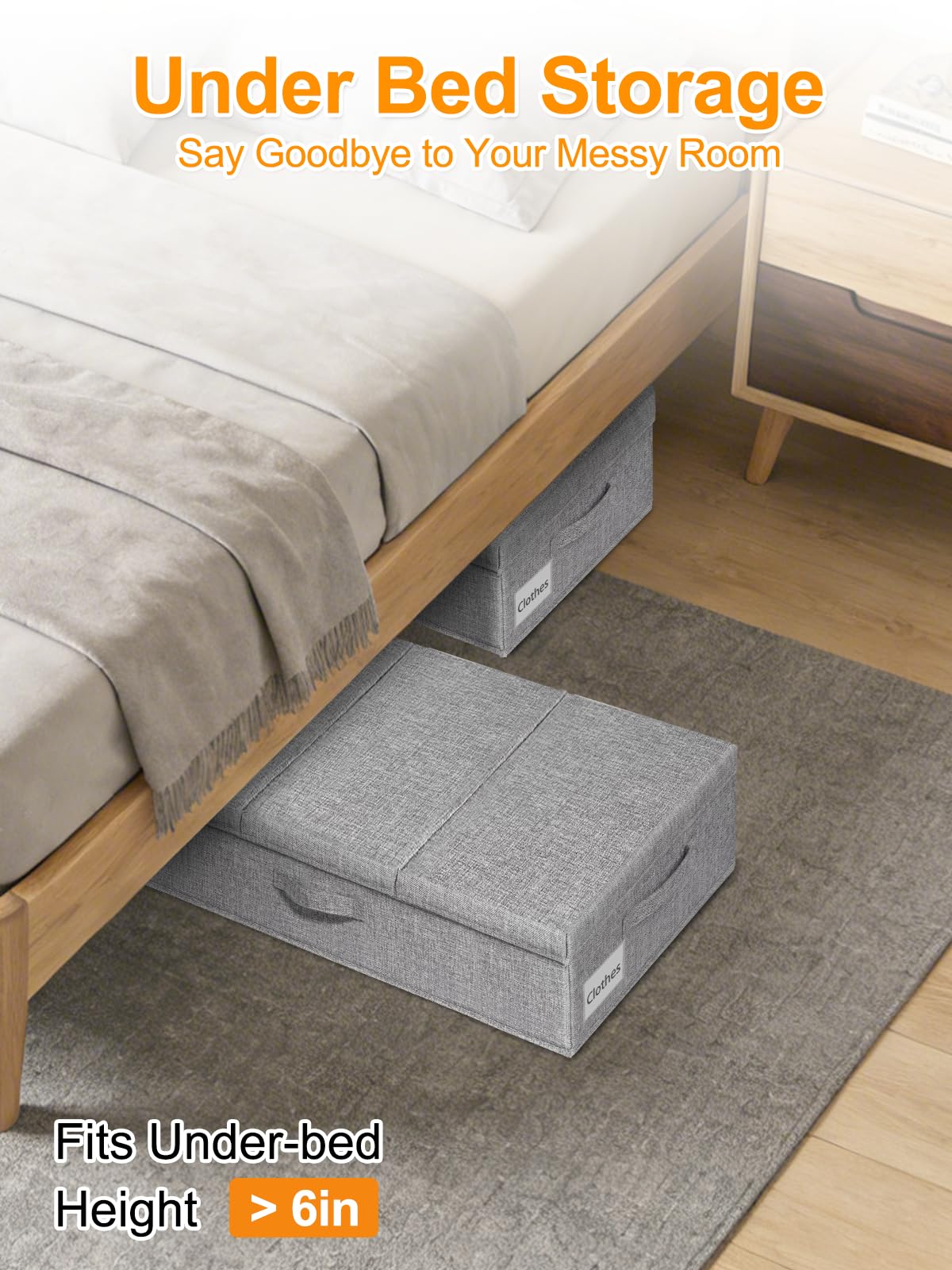 6 in Tall Under Bed Storage Containers with Lids