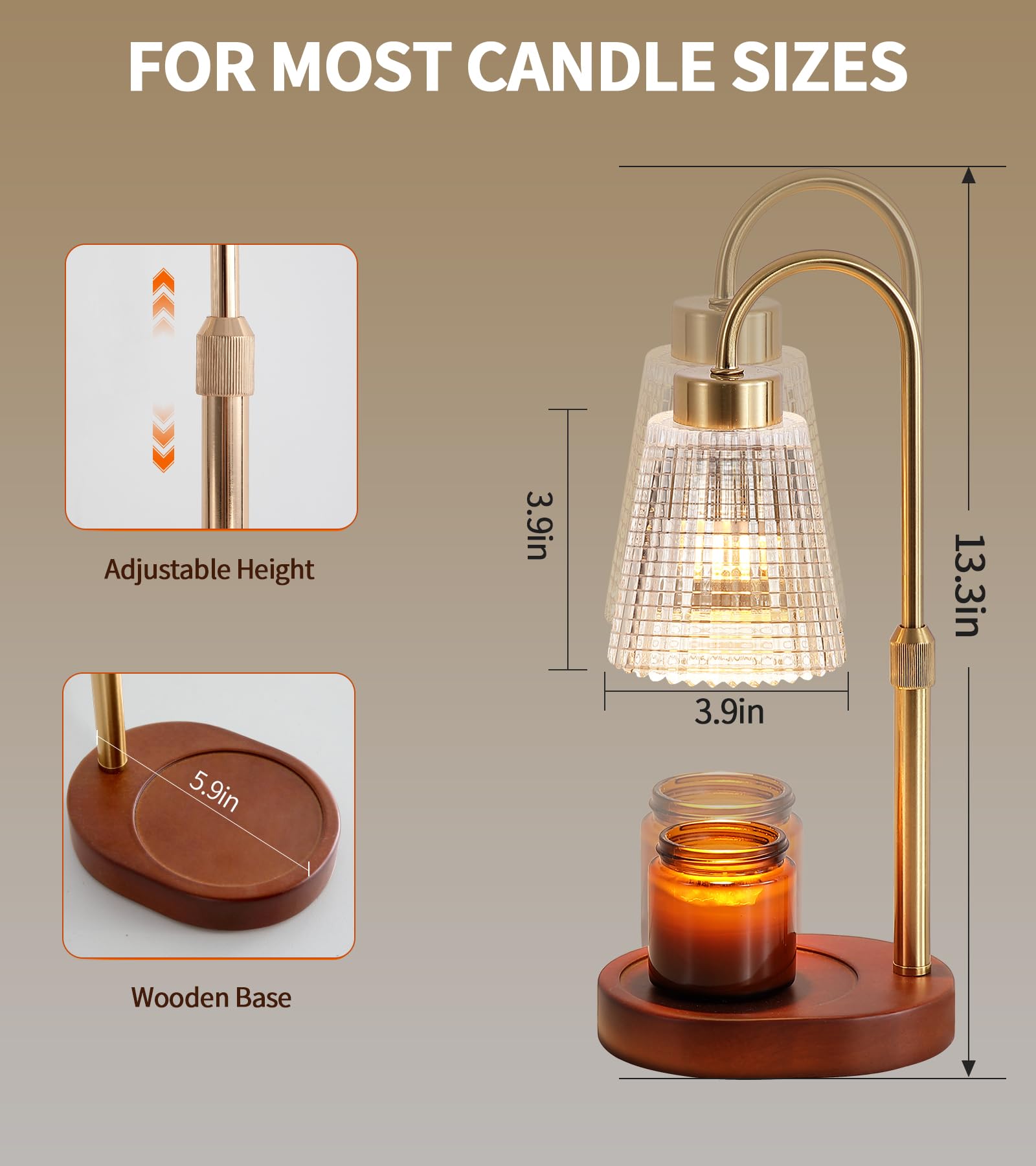 Antique Brass Candle Warmer Lamp WithTimer and Dimmer