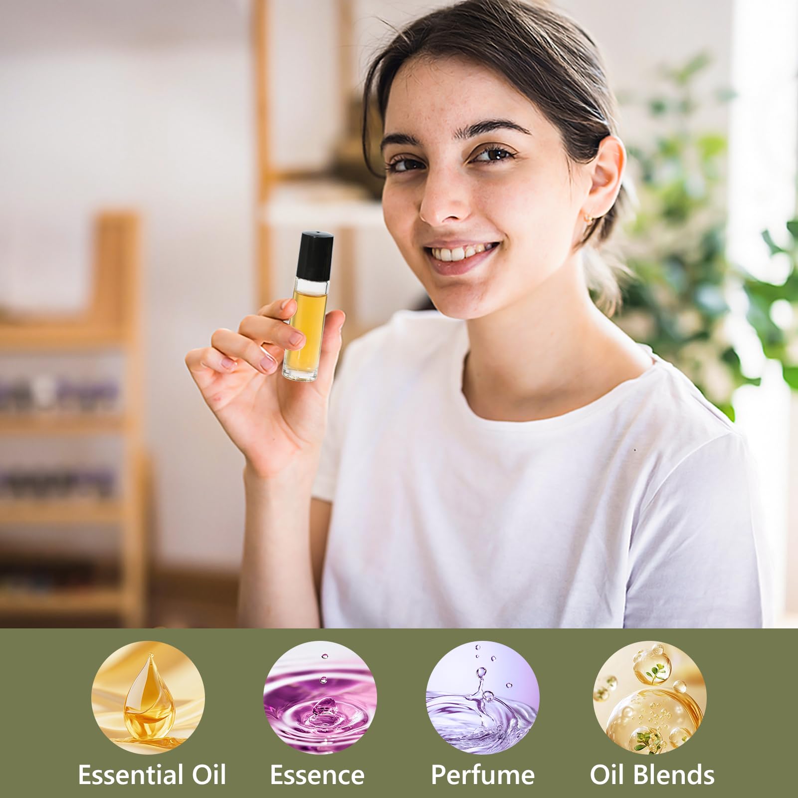 10ml Clear Glass Roller Rottles for Essential Oils (54 Count)