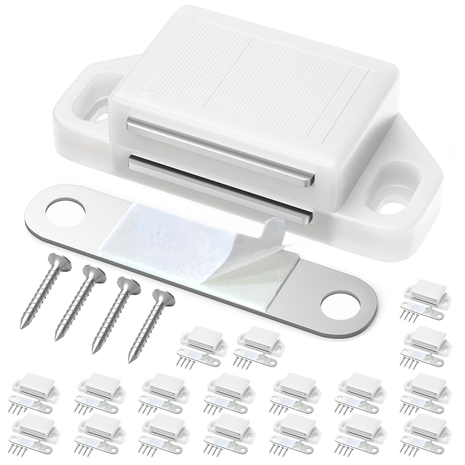 Cabinet Magnetic Catch Door Latch 25LB for Kitchen Drawer Magnets to Stay Closed Magnetic Catch Closet for Drawer（White 18 Pack）