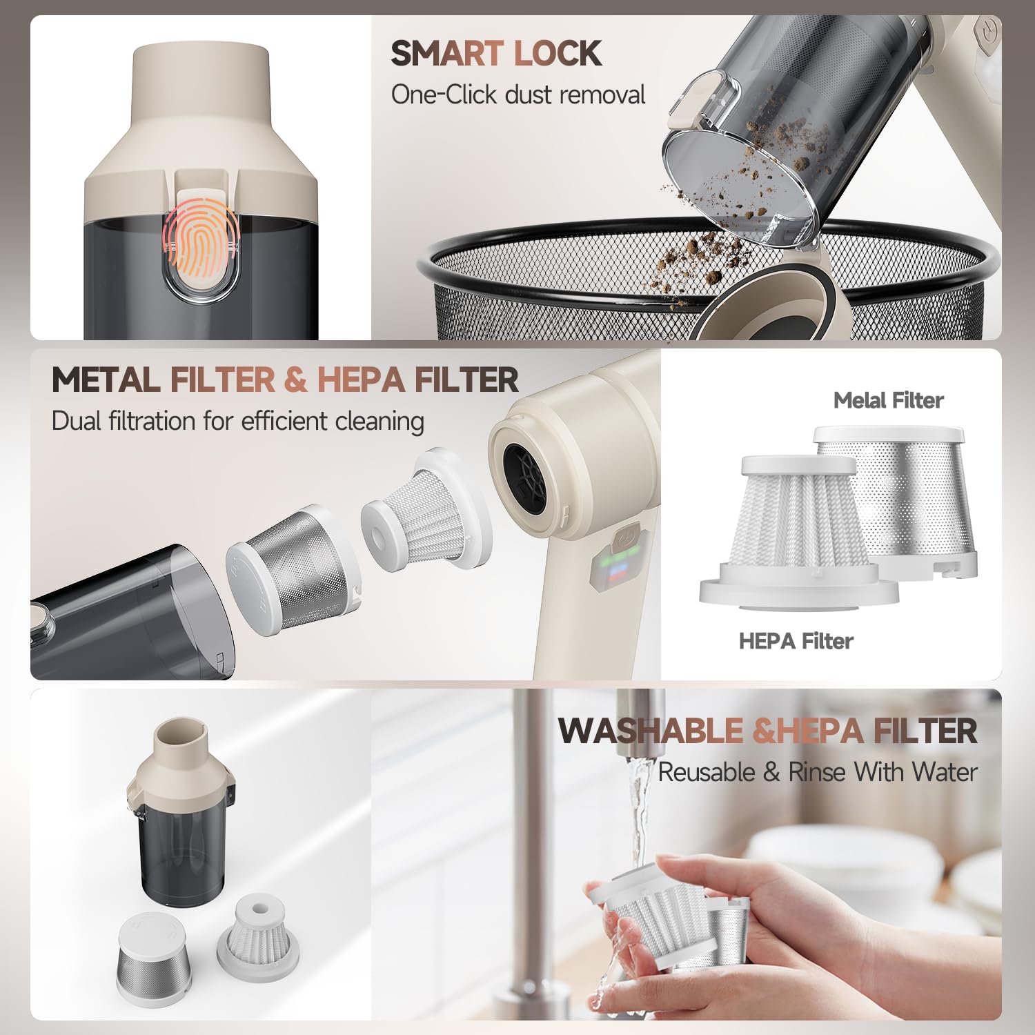 Car Vacuum Handheld Car Vacuum Cleaner Cordless with Brushless Motor