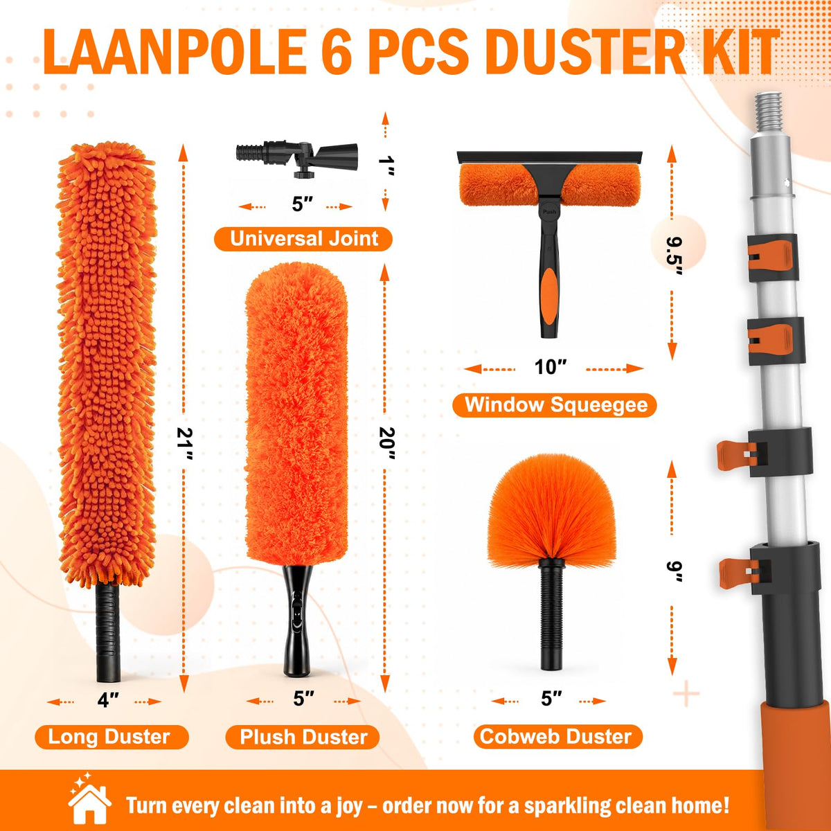 20FT High Reach Duster Cleaning Kit with Extension Pole