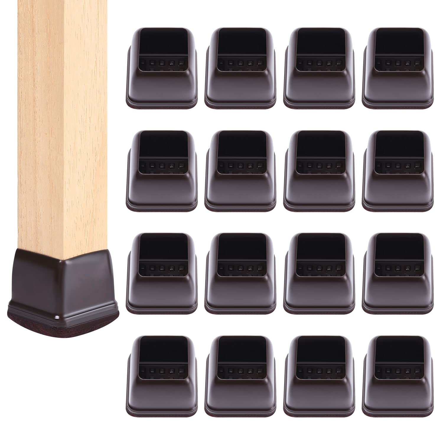 24 Pcs Square Chair Leg Floor Protectors with Felt (24 Count)