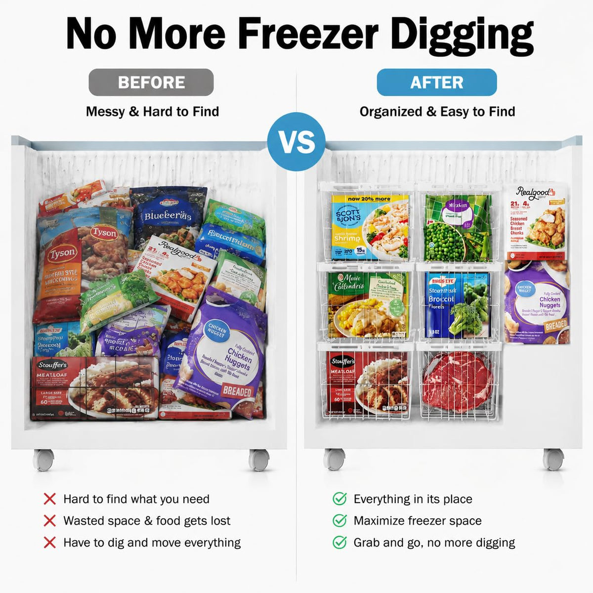 Deep Freezer Organizer Bins (4 Count)