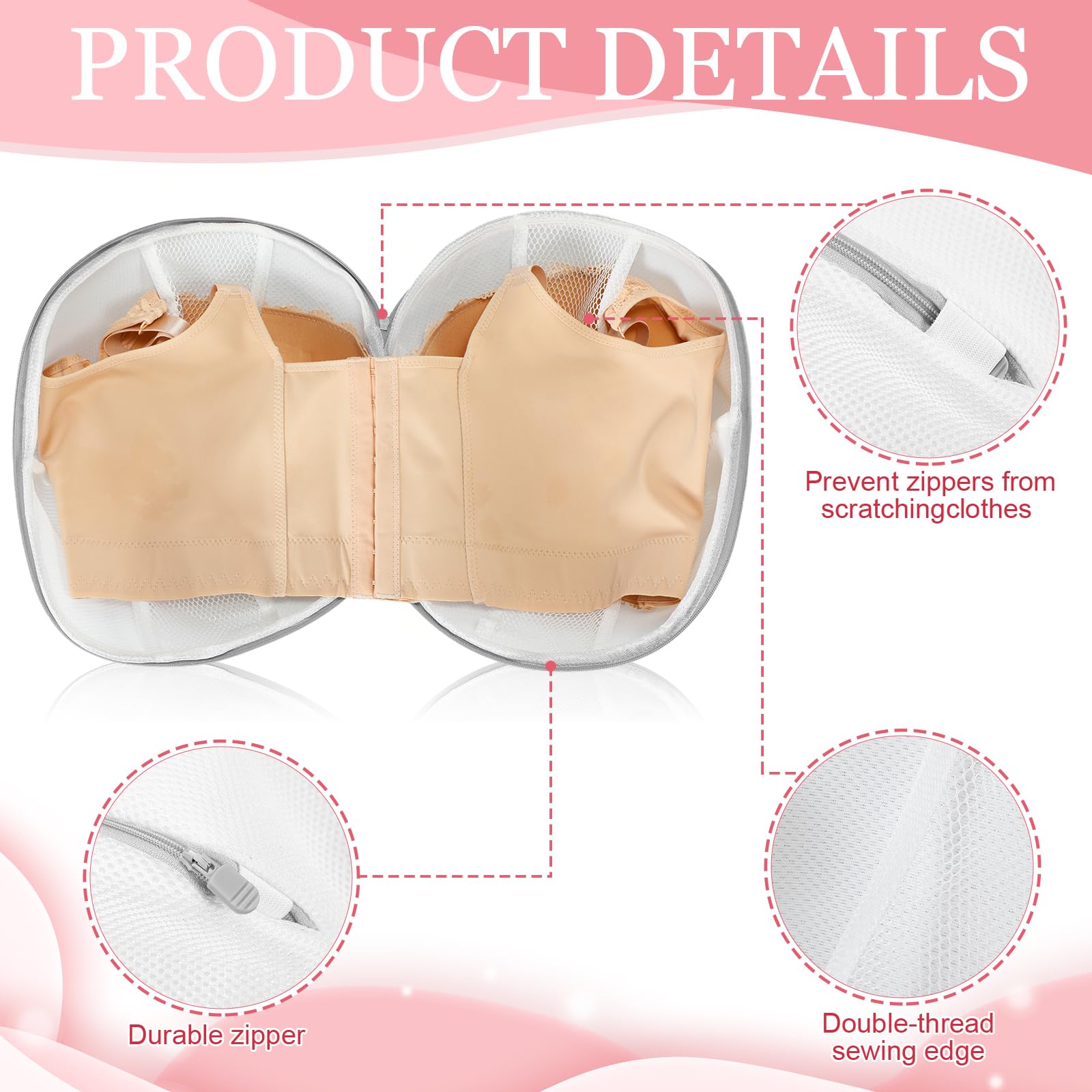 6 Pcs Bra Washing Bag for Laundry Storage Women 11.81 Inch Gray (6 Count)